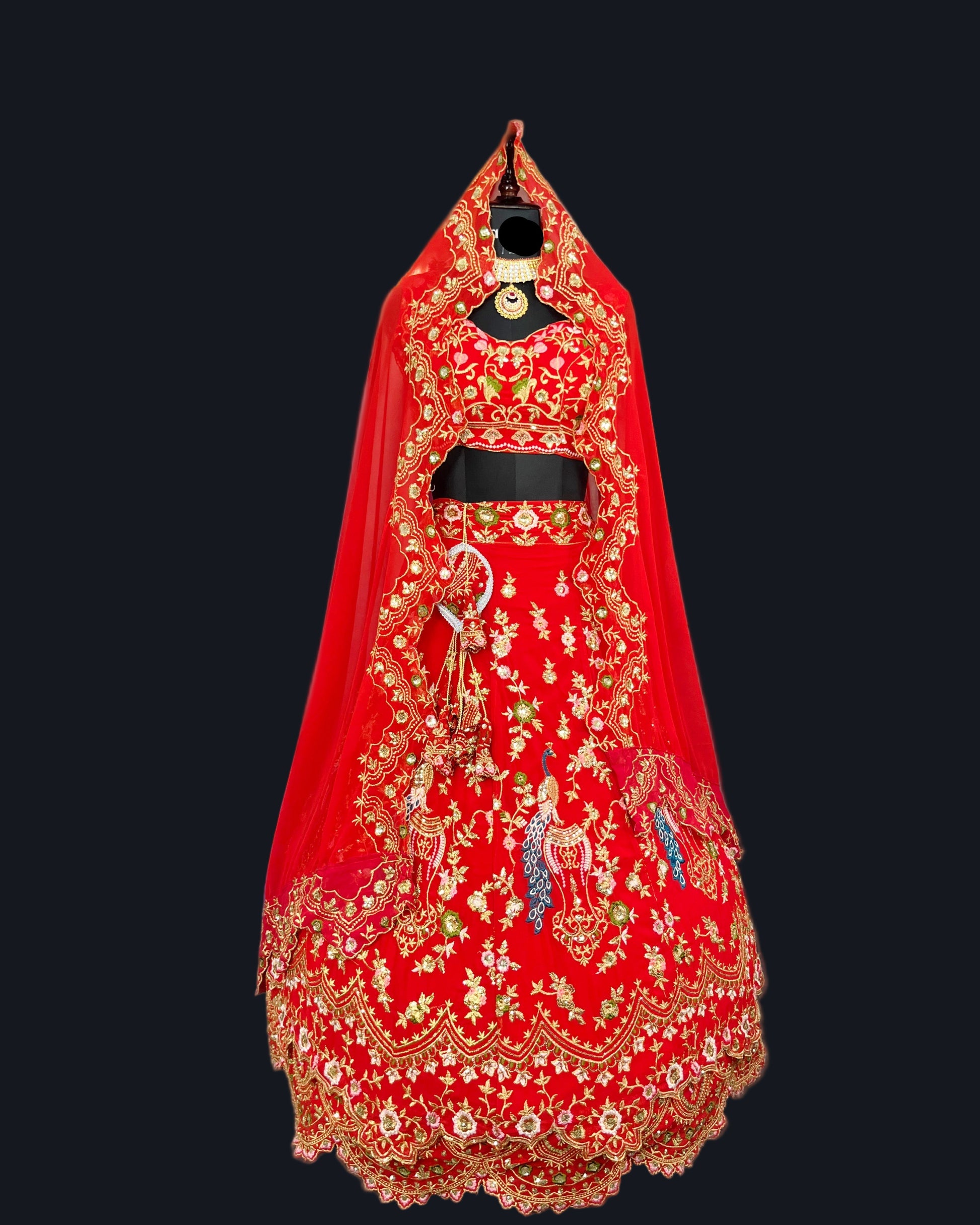 Red Premium Faux Georgette Lehenga with Designer Blouse – Perfect for Weddings & Festive Glamour