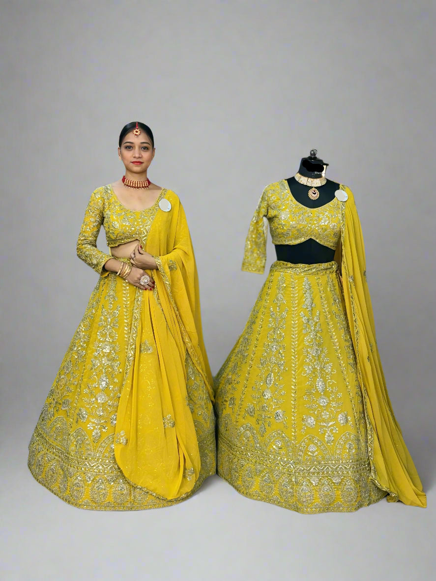 Premium Faux Georgette Coding Sequins Work Lehenga Set – Modern Glam Ethnic Wear
