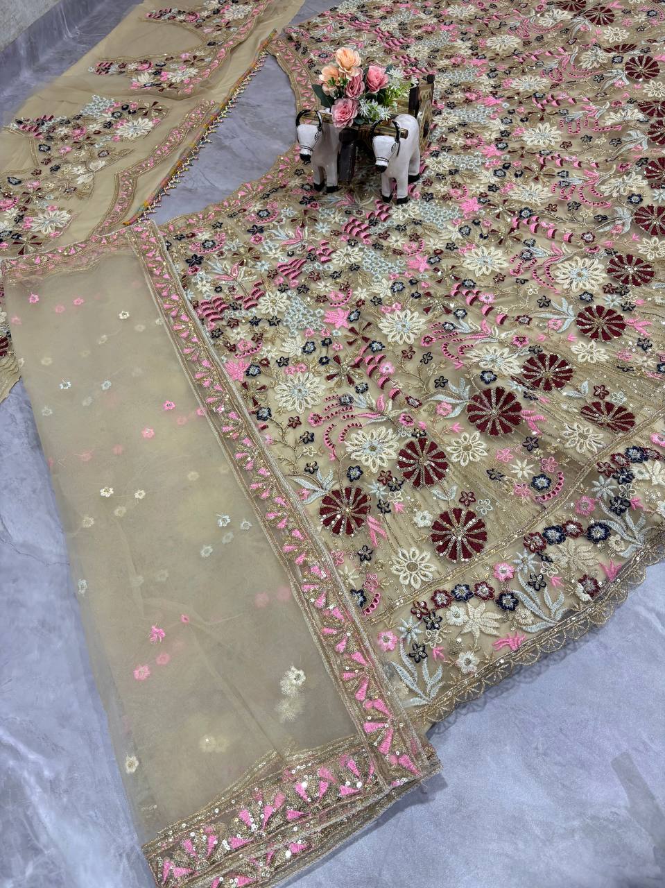 Premium Soft Net Lehenga Choli Set with Sequins Embroidery