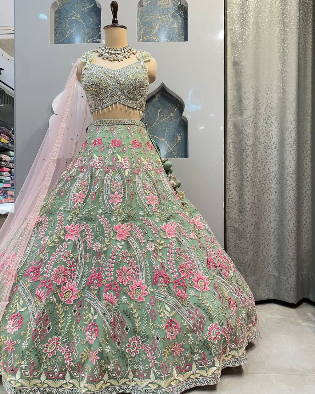 Faux Georgette Embroidered Sequin Lehenga with Dupatta ā Semi-Stitched Partywear Set for Women