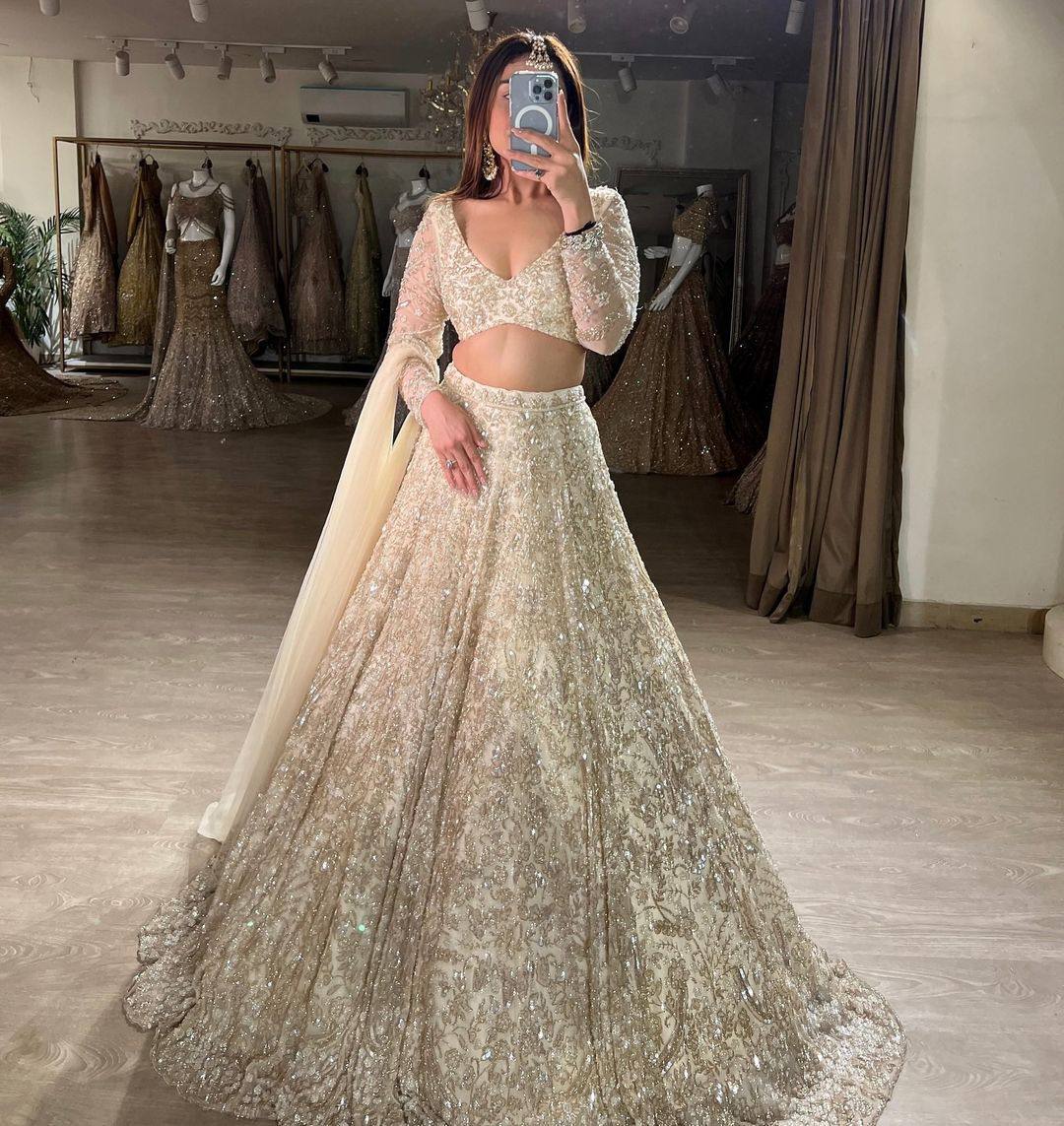 Luxurious Faux Georgette Lehenga with Sequins Embroidery & Dupatta – Perfect for Weddings & Party Wear