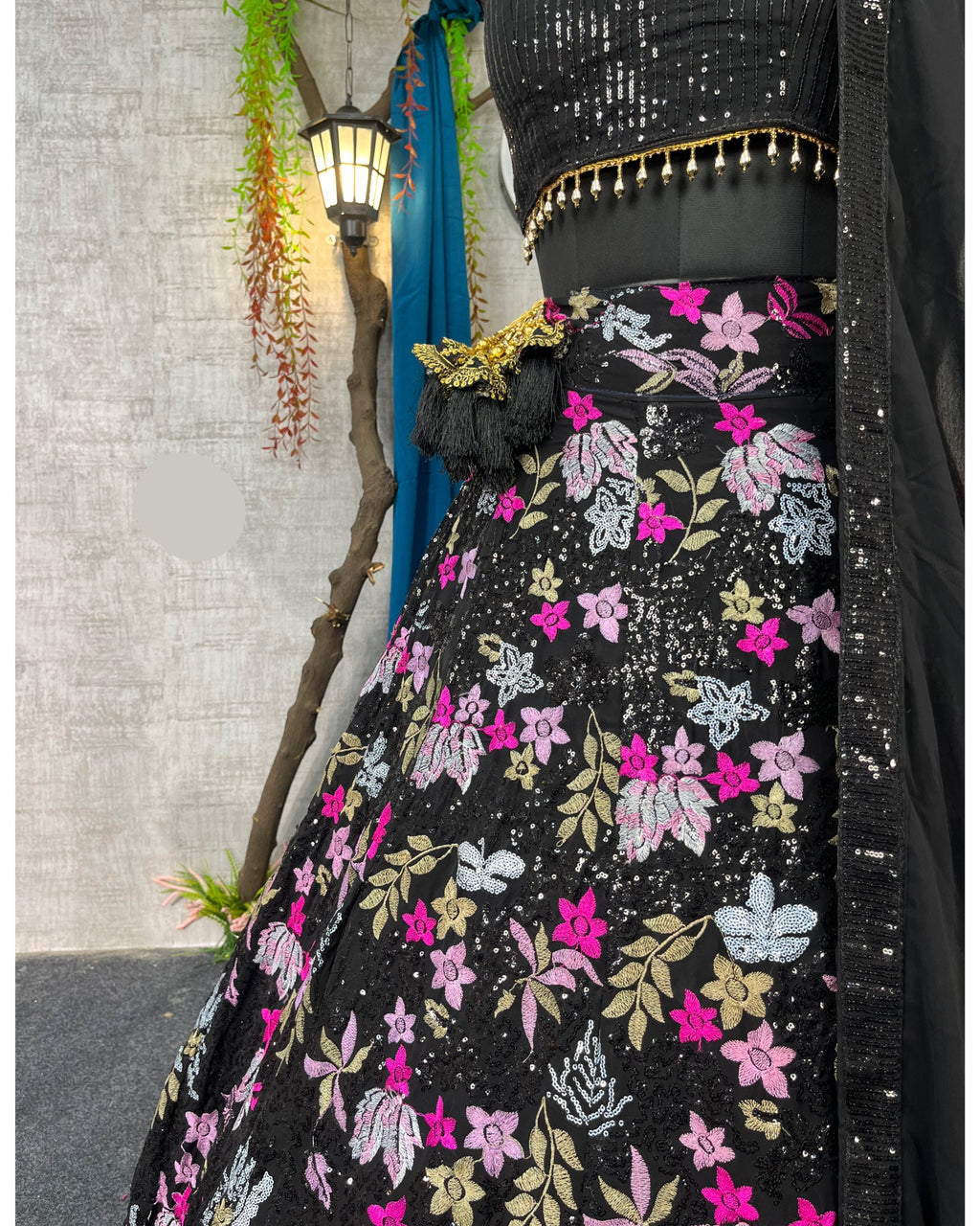 Designer Fox Georgette Lehenga with Double Sequins Embroidery & Ruffle Dupatta – Perfect for Weddings & Parties