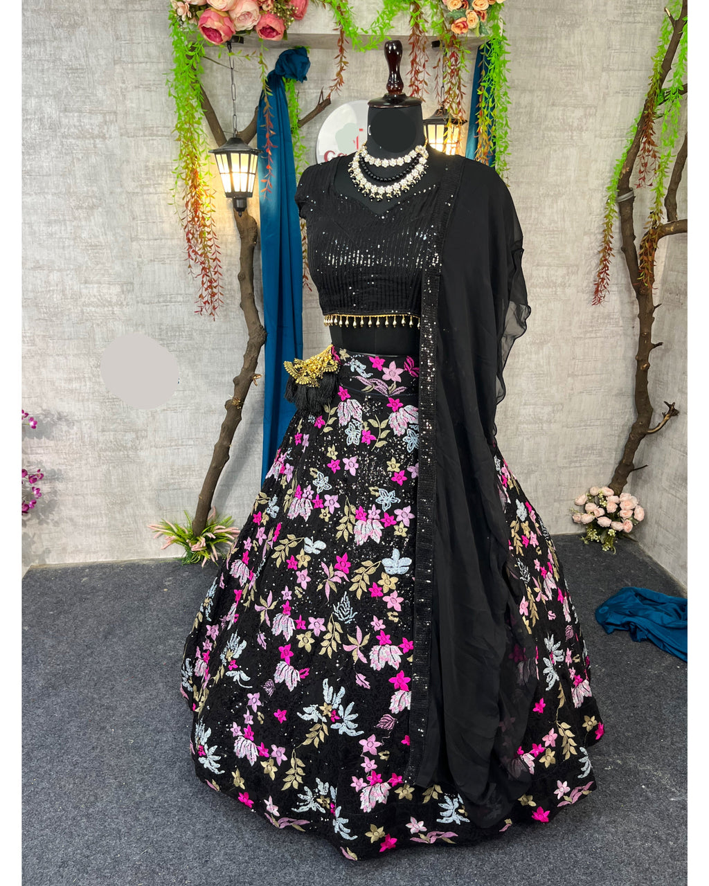 Designer Fox Georgette Lehenga with Double Sequins Embroidery & Ruffle Dupatta – Perfect for Weddings & Parties