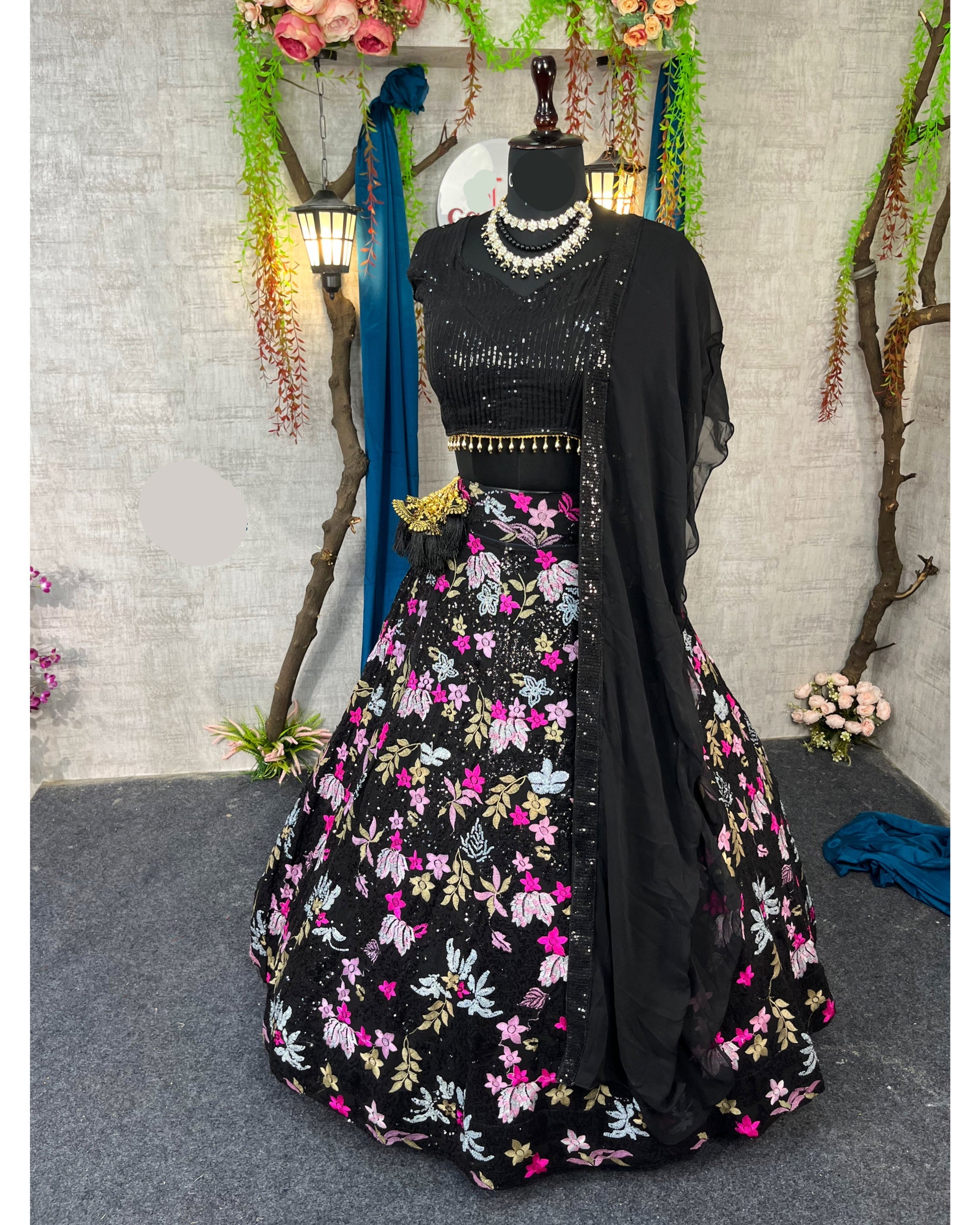 Designer Fox Georgette Lehenga with Double Sequins Embroidery & Ruffle Dupatta – Perfect for Weddings & Parties