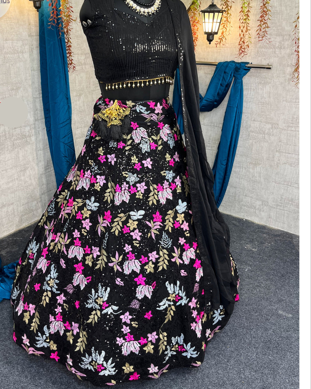 Designer Fox Georgette Lehenga with Double Sequins Embroidery & Ruffle Dupatta – Perfect for Weddings & Parties