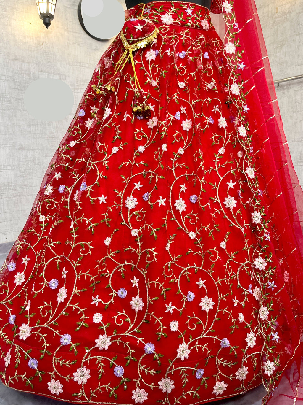 Soft Net Lehenga with Embroidery Sequins Work – Semi-Stitched Set