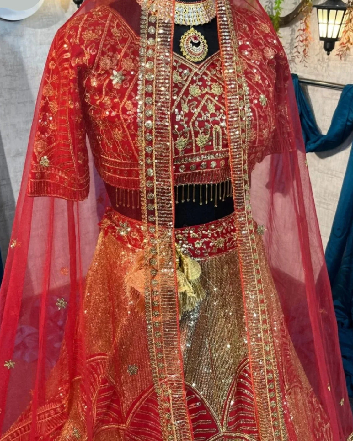 Bridal red Embroidery Sequins Work With Cancan & Canvas Patta embroidered lehenga choli