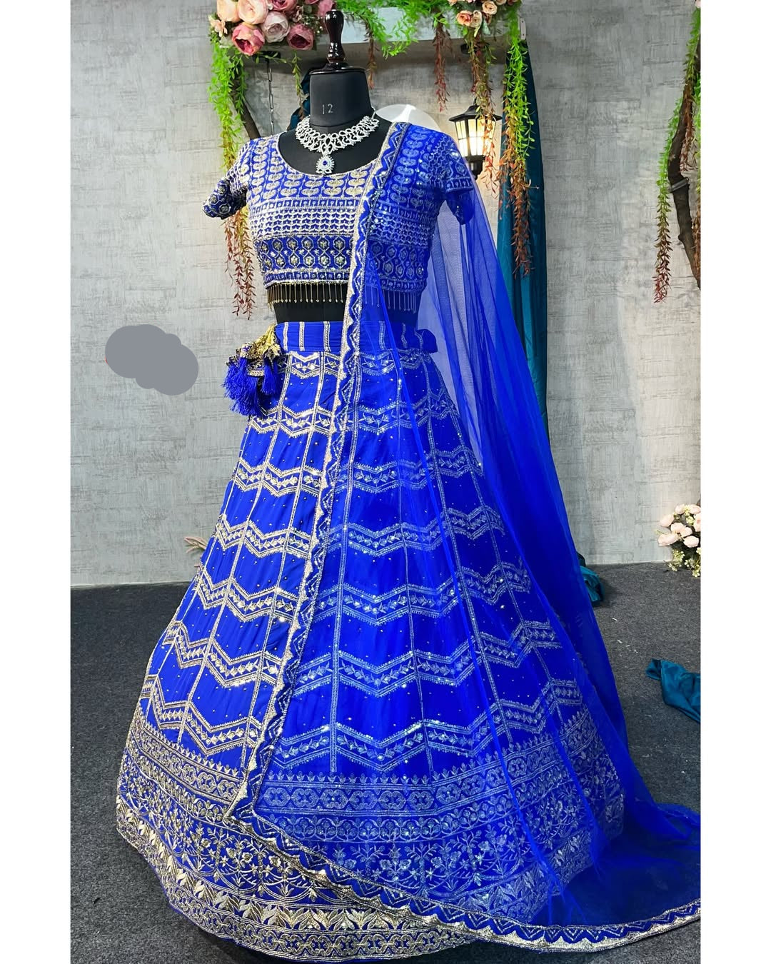 Blue Fox Georgette lehenga with Embroidery Sequins  Work With Cancan  and designer blouse perfect match for you