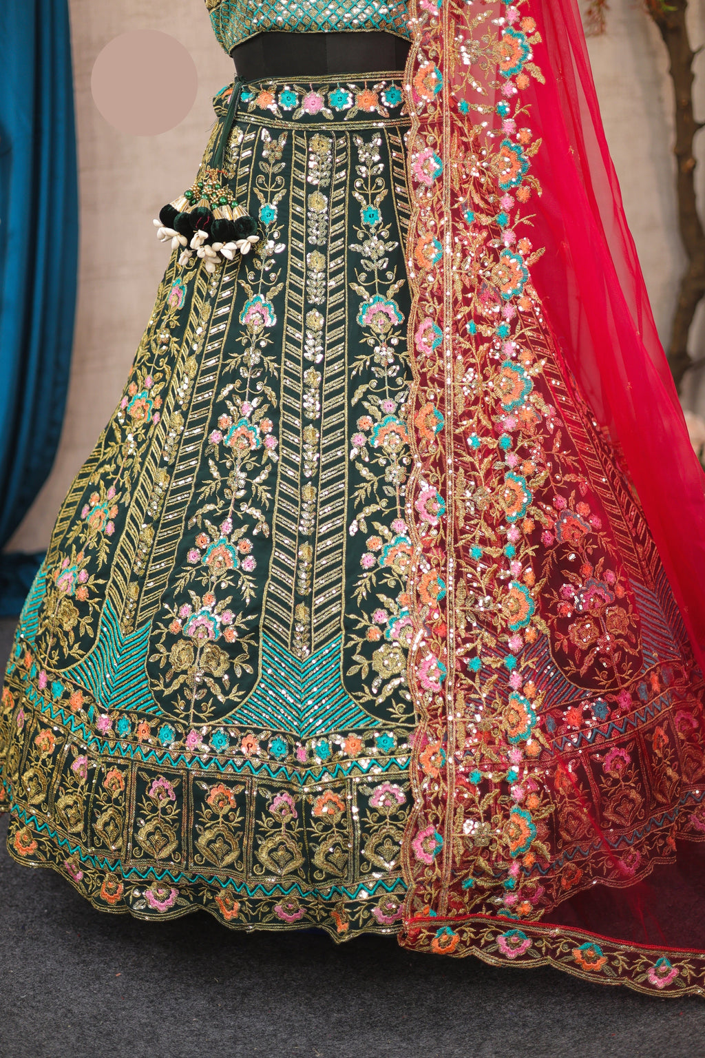 Elegant Faux Georgette Lehenga with Embroidery Sequins Work & Butterfly Net Dupatta
