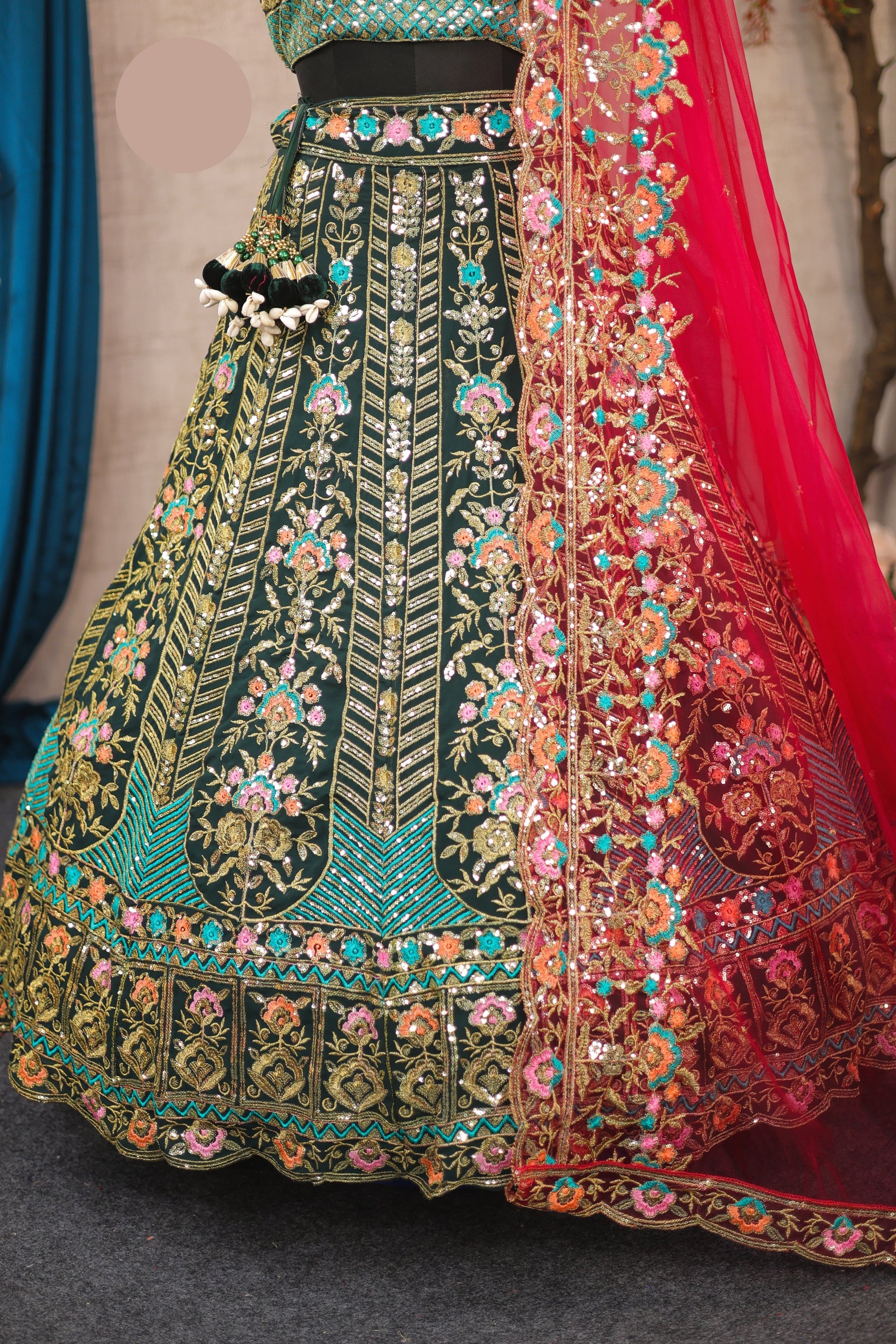 Elegant Faux Georgette Lehenga with Embroidery Sequins Work & Butterfly Net Dupatta