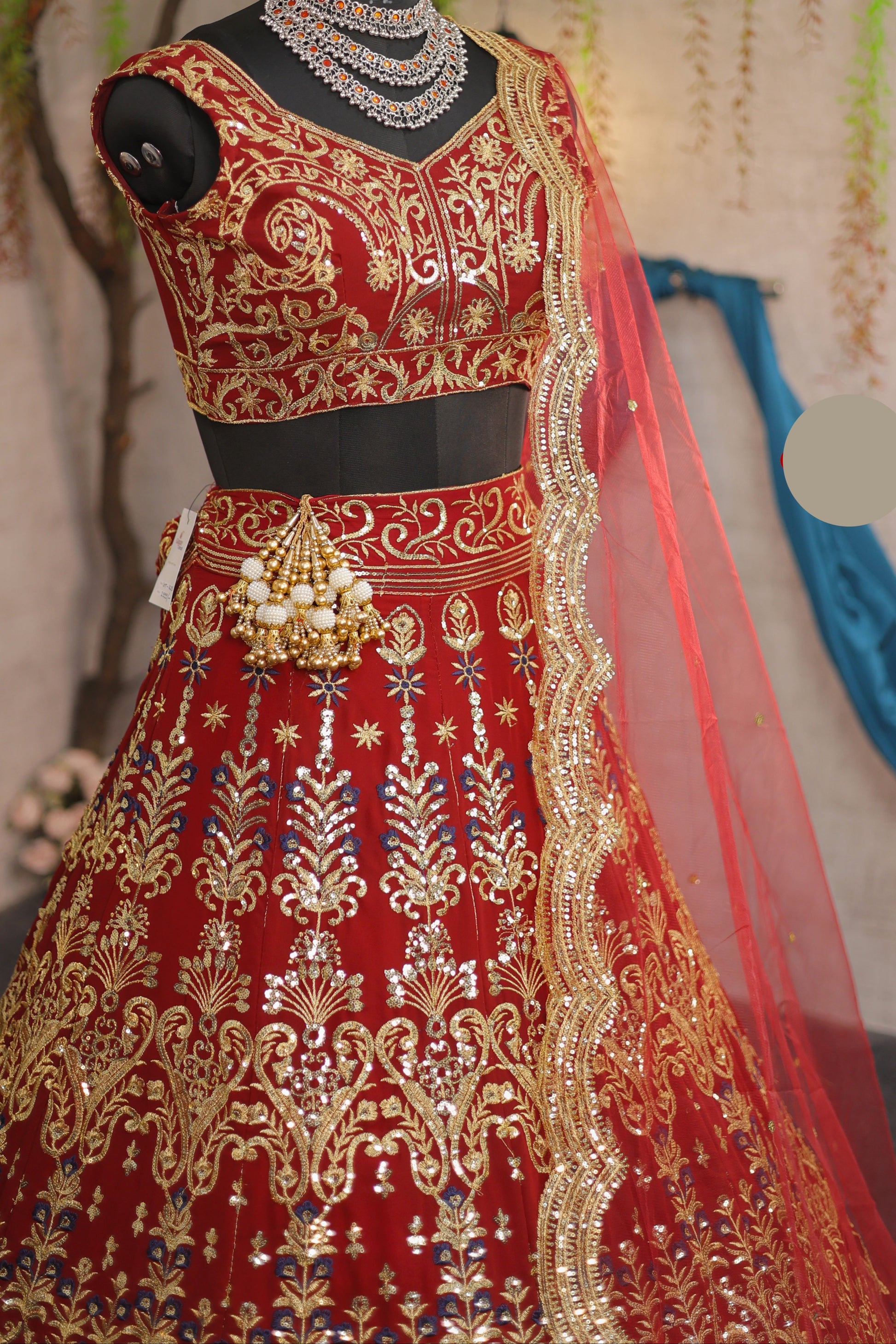 Radiant Fox Georgette Lehenga with Embroidery & Sequins Detailing