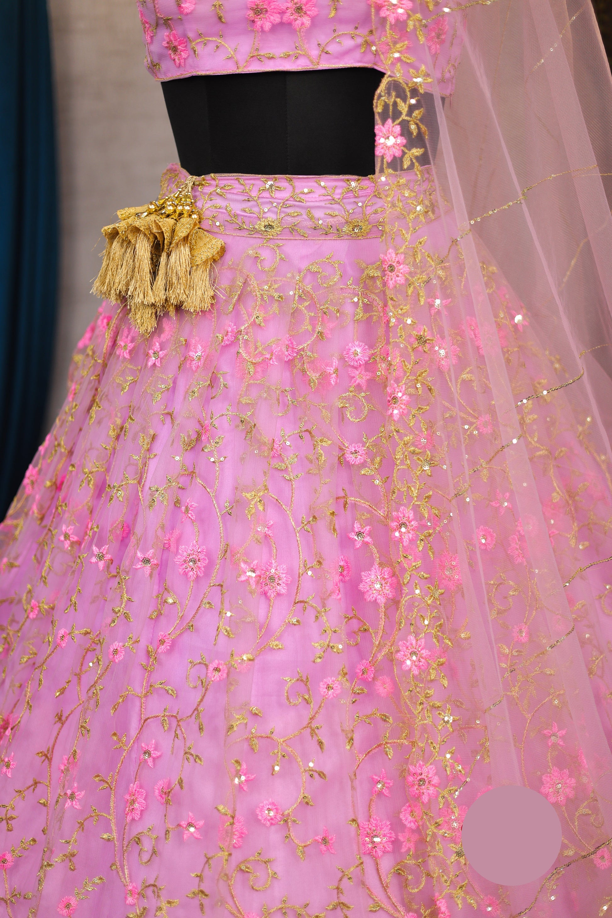 premium Pink Colour embrodery  work and designer blouse Festive look lehenga
