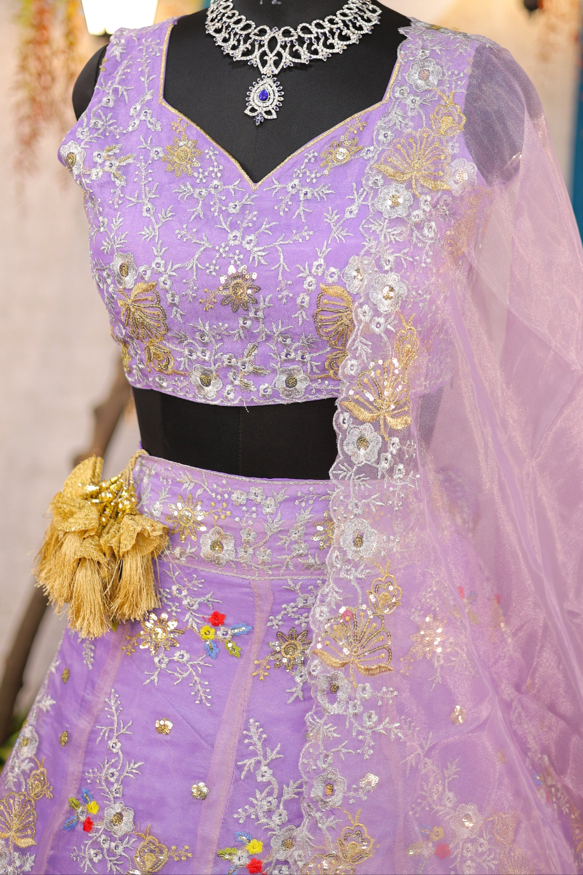 Best premium Organza Silk embrodery work and designer blouse perfect fit for festival And every Event