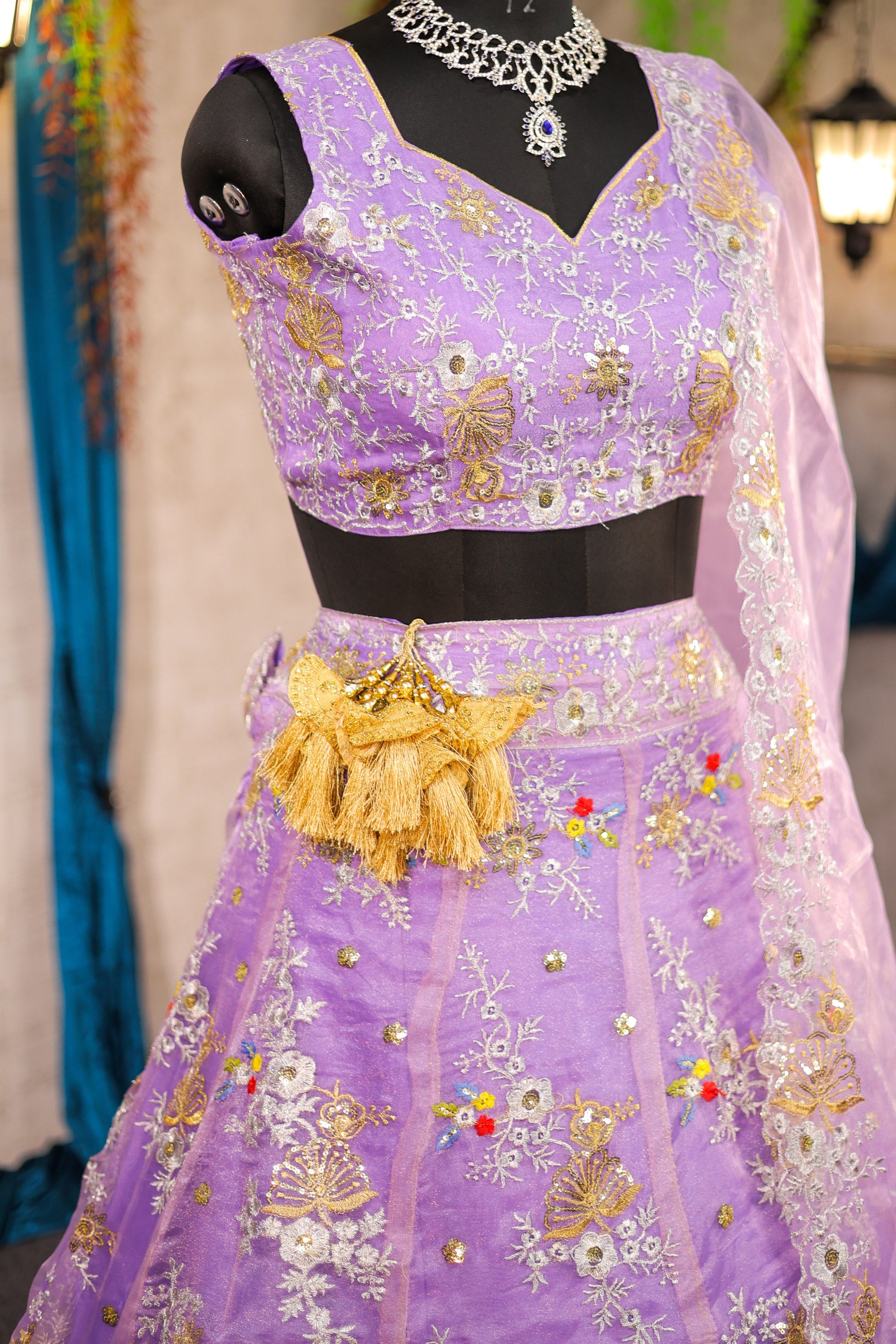 Best premium Organza Silk embrodery work and designer blouse perfect fit for festival And every Event