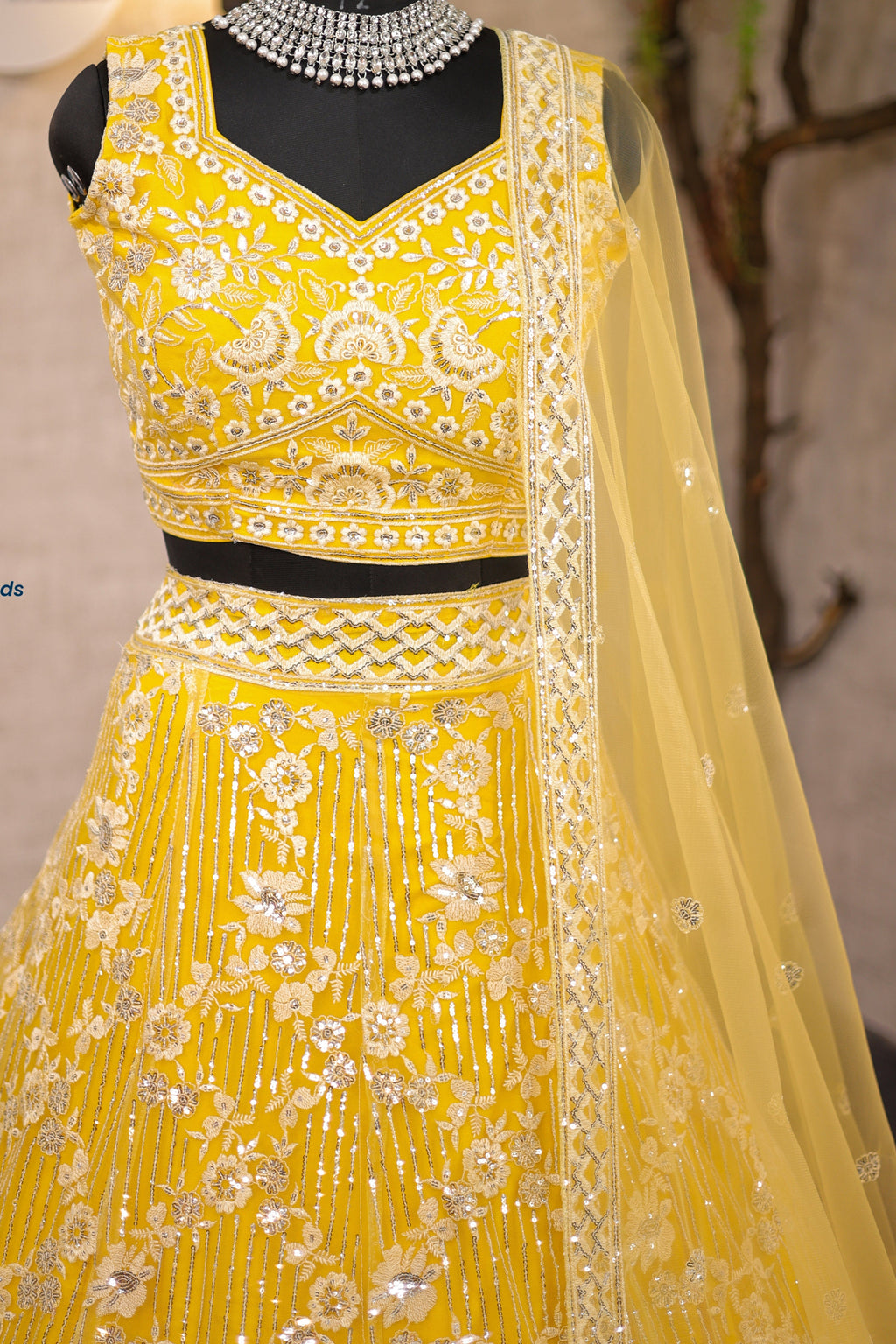 Yellow  Colour lehenga with Embroidery Sequins Work With Cancan &Canvas Patta  work and designer blouse perfect match for you