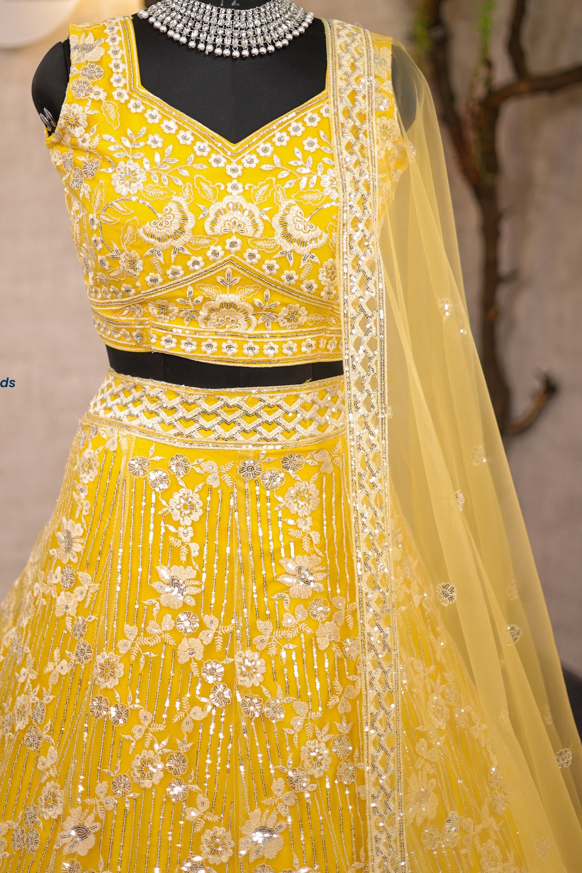 Yellow  Colour lehenga with Embroidery Sequins Work With Cancan &Canvas Patta  work and designer blouse perfect match for you