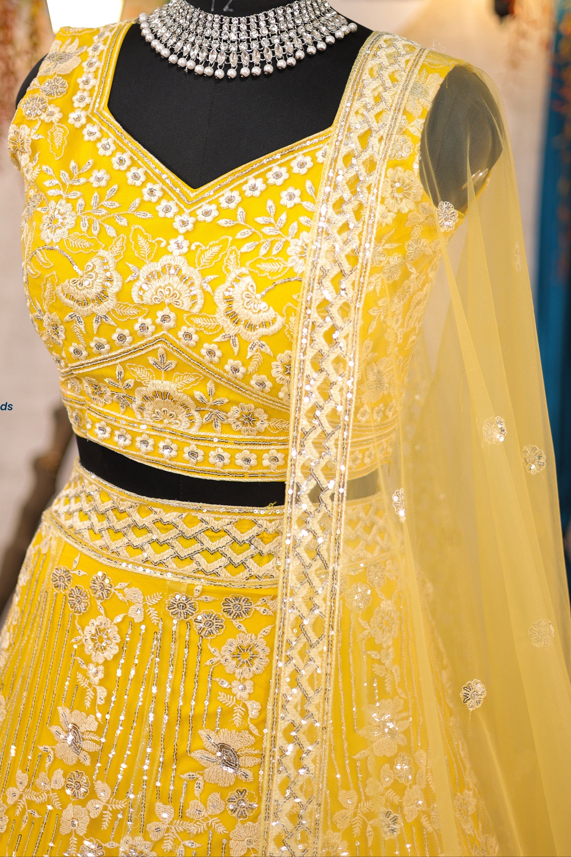 Yellow  Colour lehenga with Embroidery Sequins Work With Cancan &Canvas Patta  work and designer blouse perfect match for you