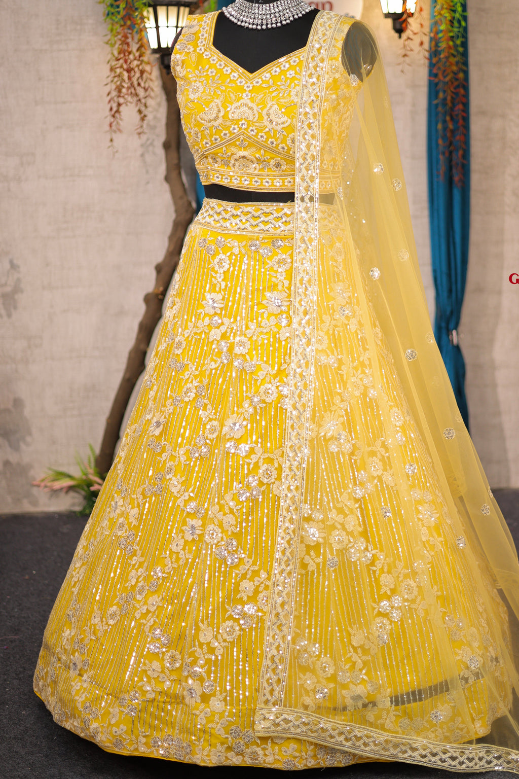 Yellow  Colour lehenga with Embroidery Sequins Work With Cancan &Canvas Patta  work and designer blouse perfect match for you