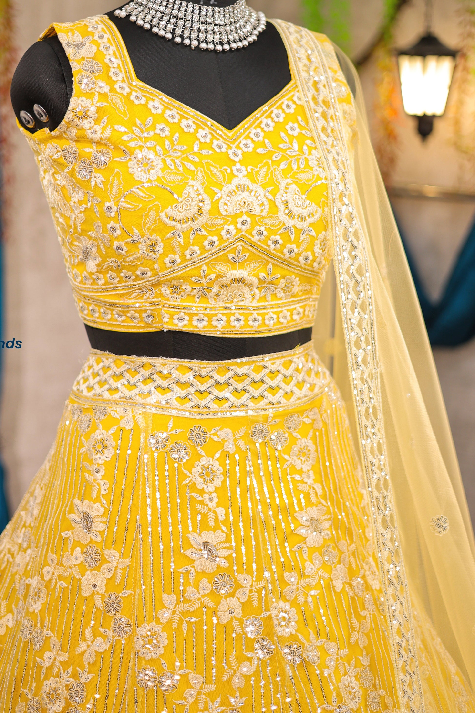 Yellow  Colour lehenga with Embroidery Sequins Work With Cancan &Canvas Patta  work and designer blouse perfect match for you