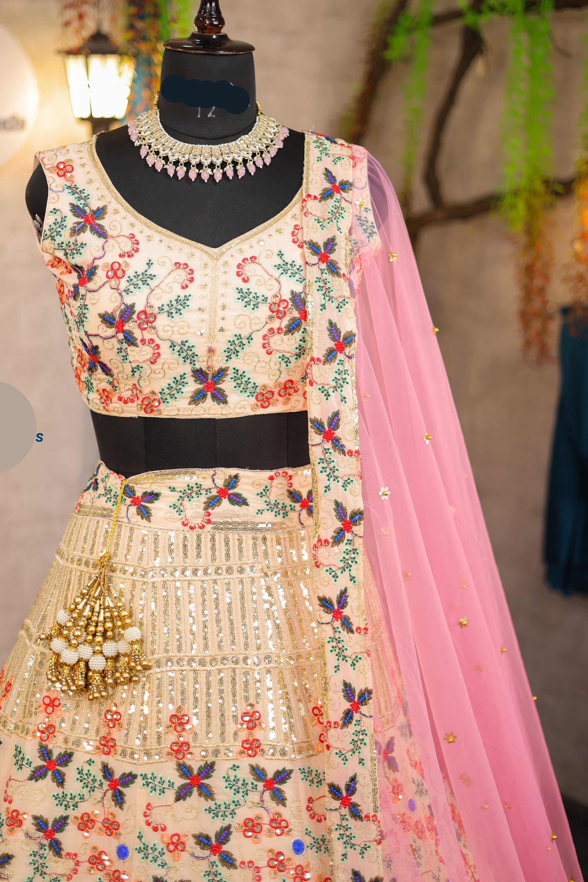 Multi colour black  Premium Faux Georgette lehenga with designer blouse