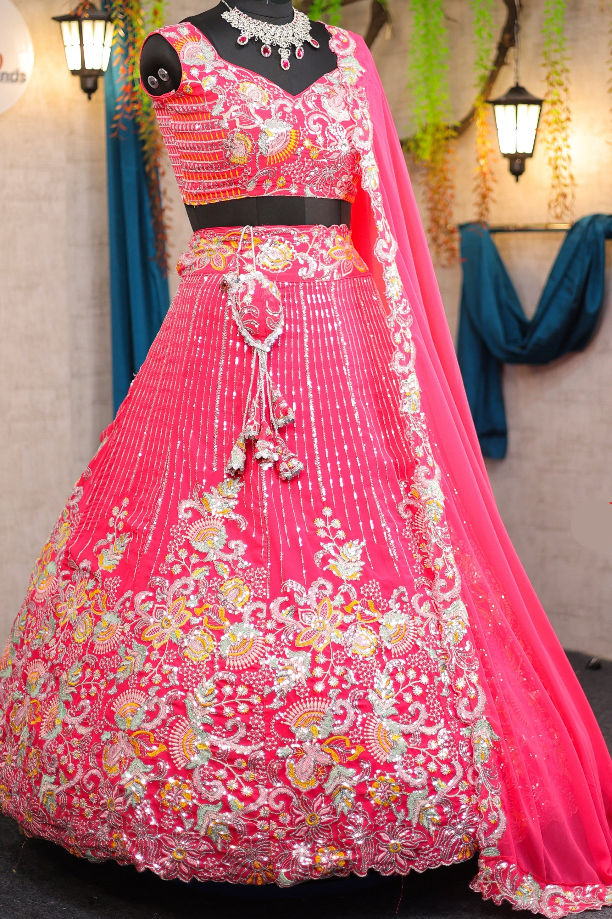 Buy Graceful Faux Georgette Lehenga with Embroidery &amp; Sequins Work Online