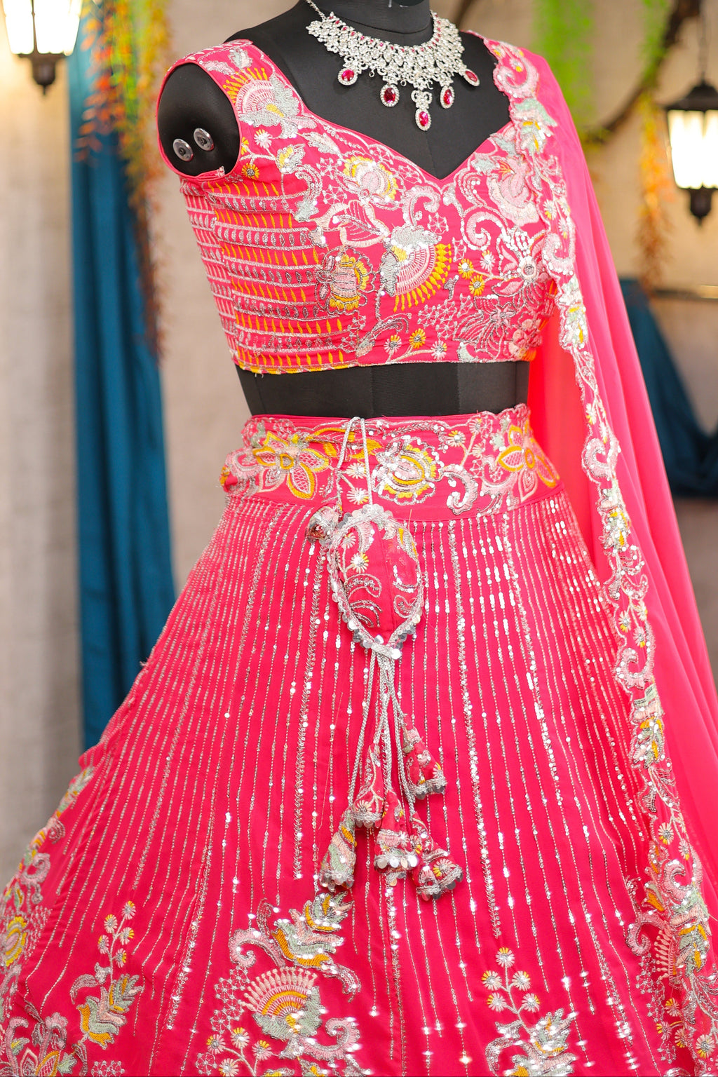Buy Graceful Faux Georgette Lehenga with Embroidery &amp; Sequins Work Online