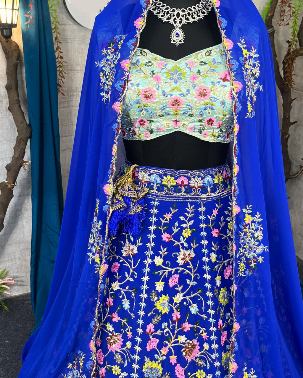 Royal Blue premium Malai Silk Lehenga and designer blouse perfect fit for festival And every Event
