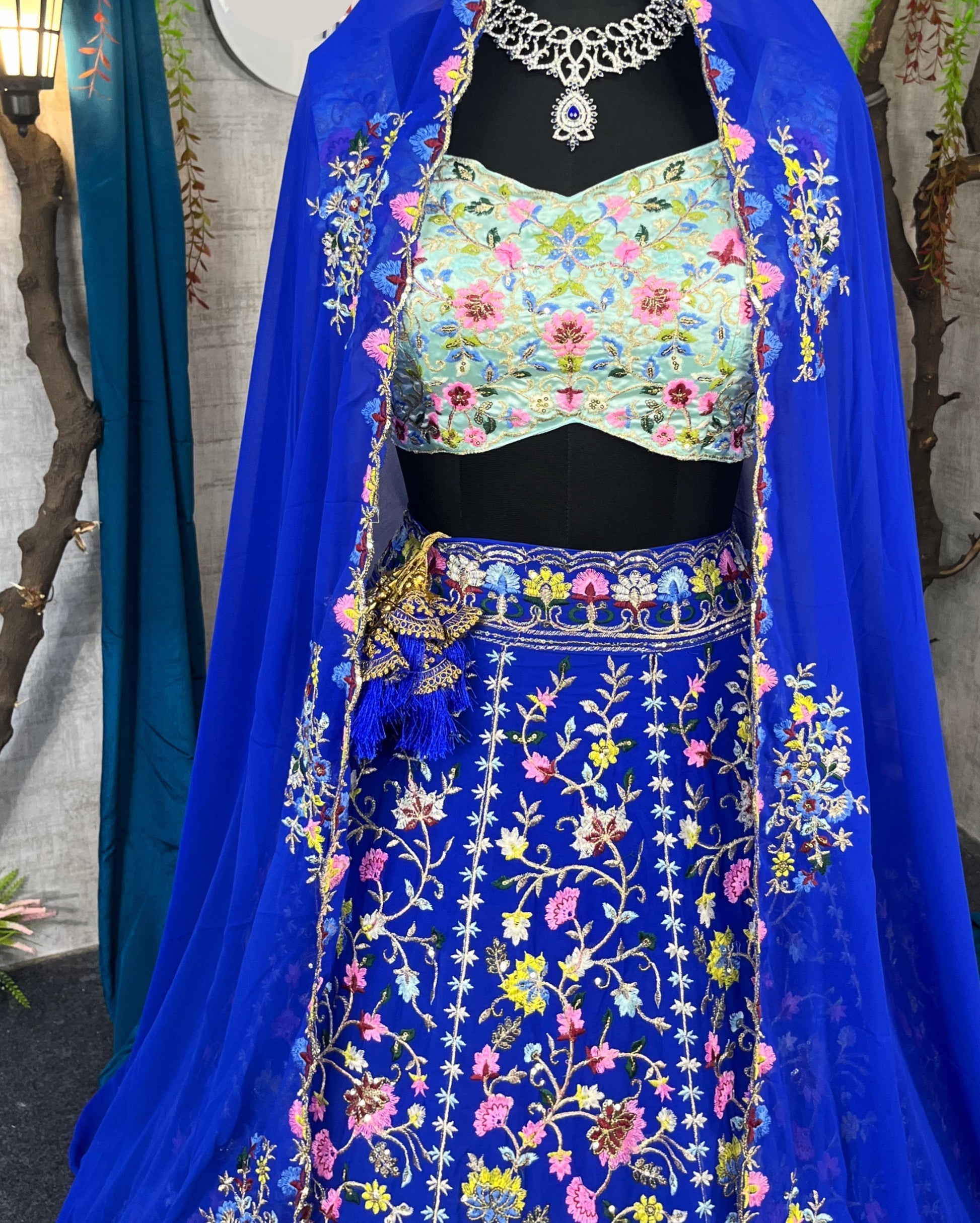 Royal Blue premium Malai Silk Lehenga and designer blouse perfect fit for festival And every Event