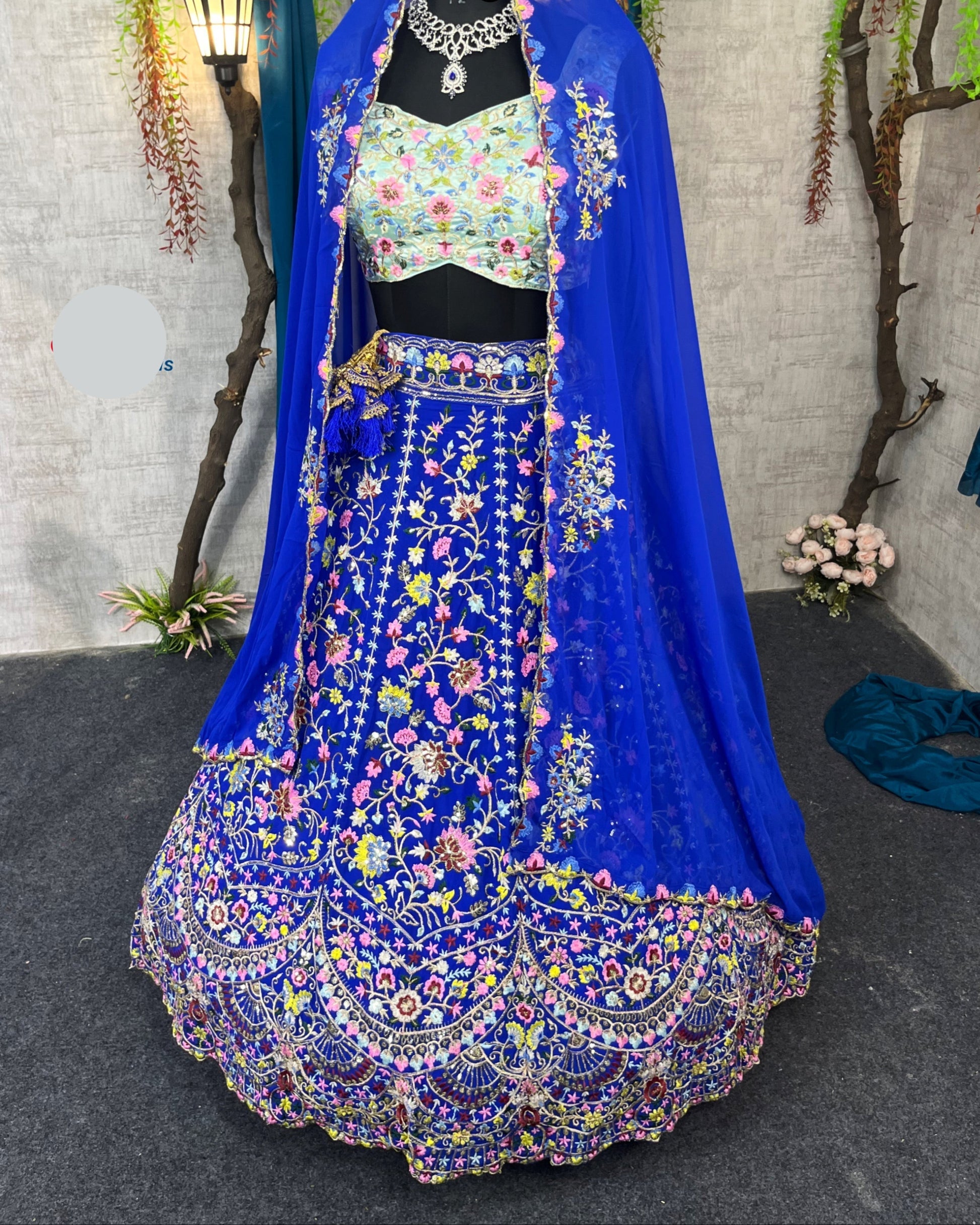 Royal Blue premium Malai Silk Lehenga and designer blouse perfect fit for festival And every Event