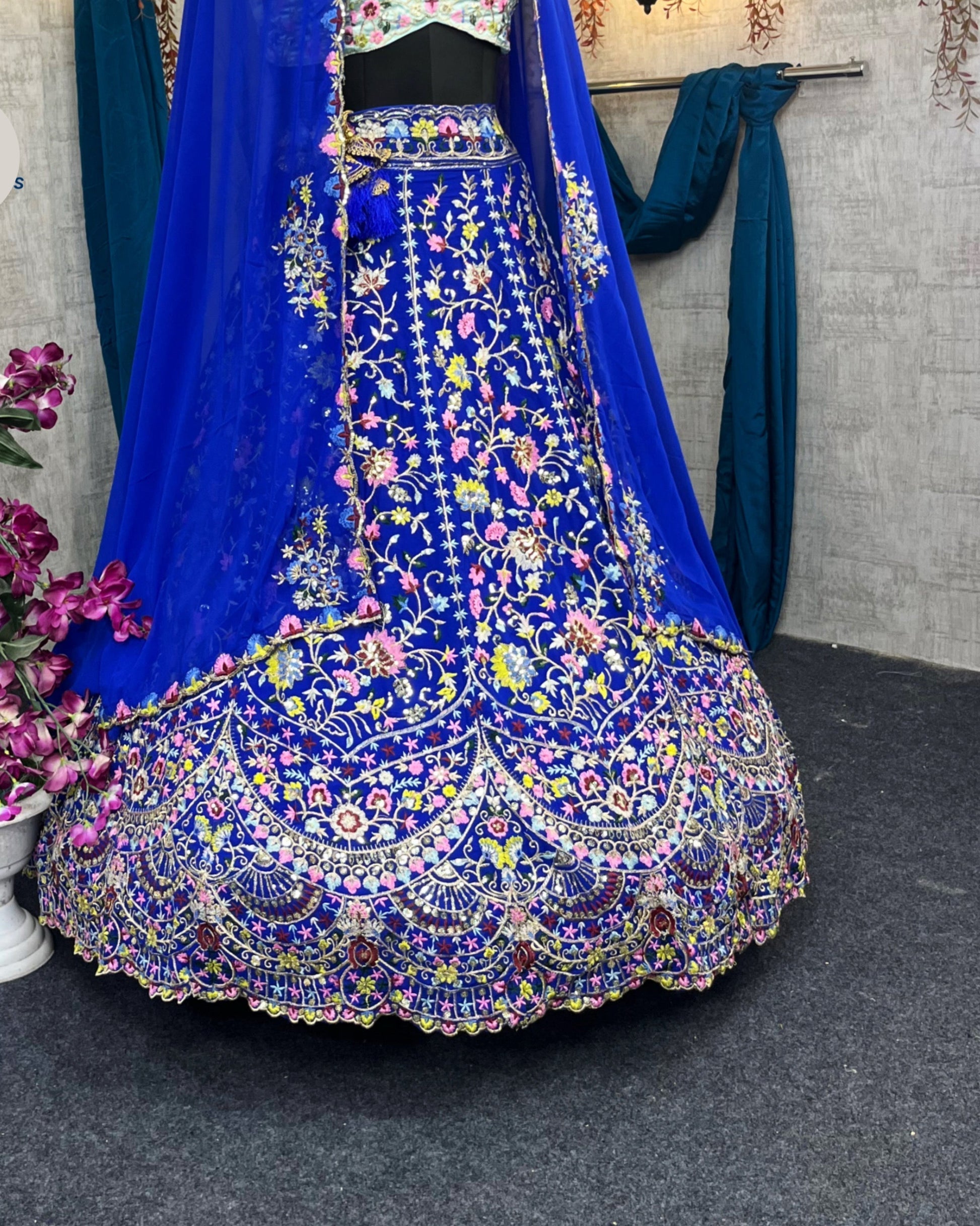 Royal Blue premium Malai Silk Lehenga and designer blouse perfect fit for festival And every Event