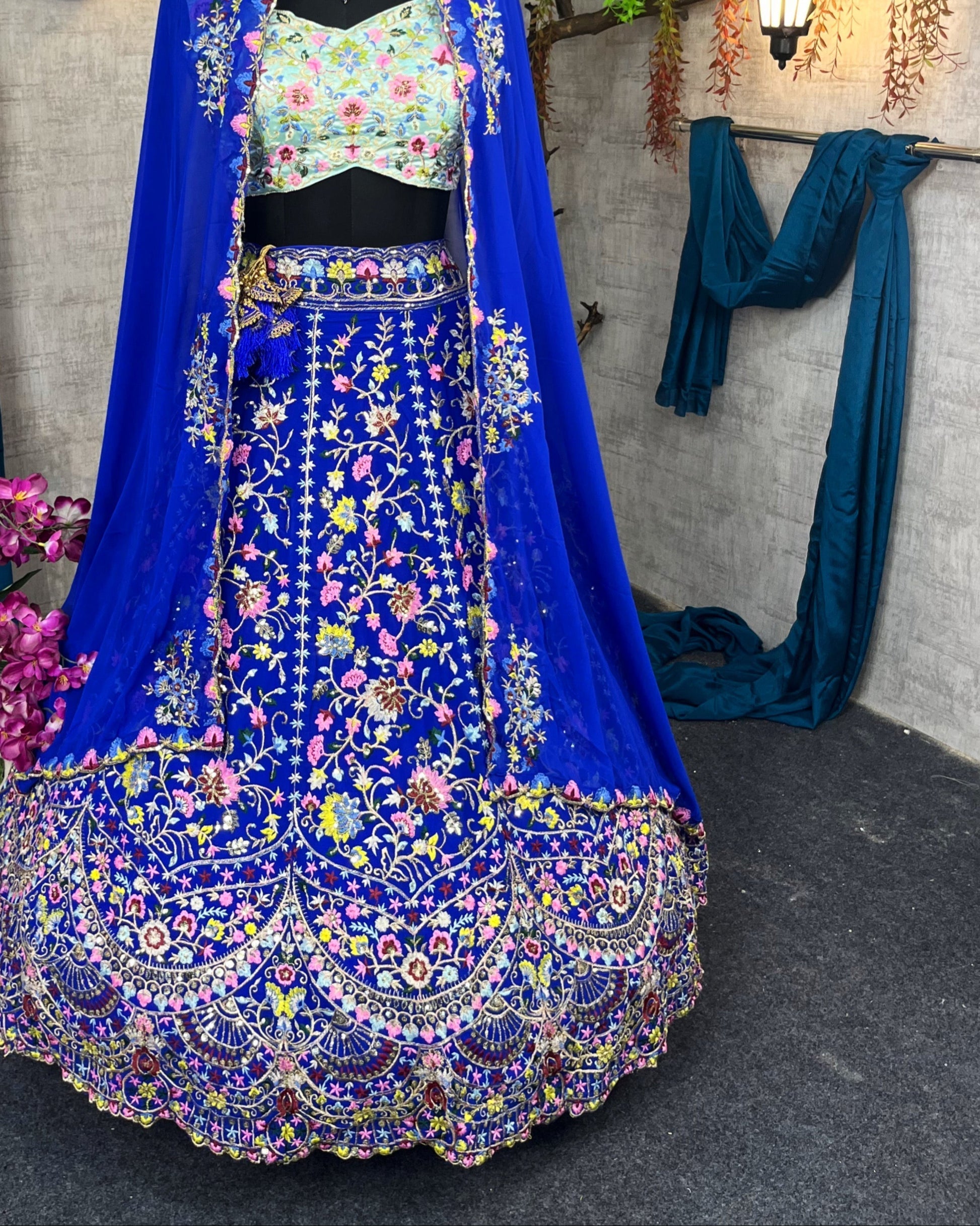 Royal Blue premium Malai Silk Lehenga and designer blouse perfect fit for festival And every Event