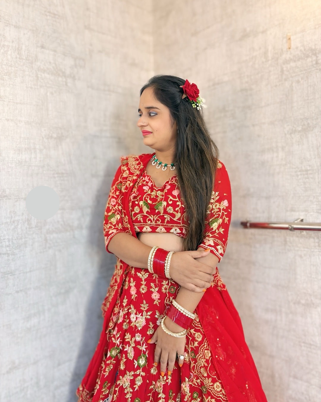 Red  Premium Faux Georgette  Lehenga Choli with  Designer Blouse – Perfect for Weddings & Festive Glamour