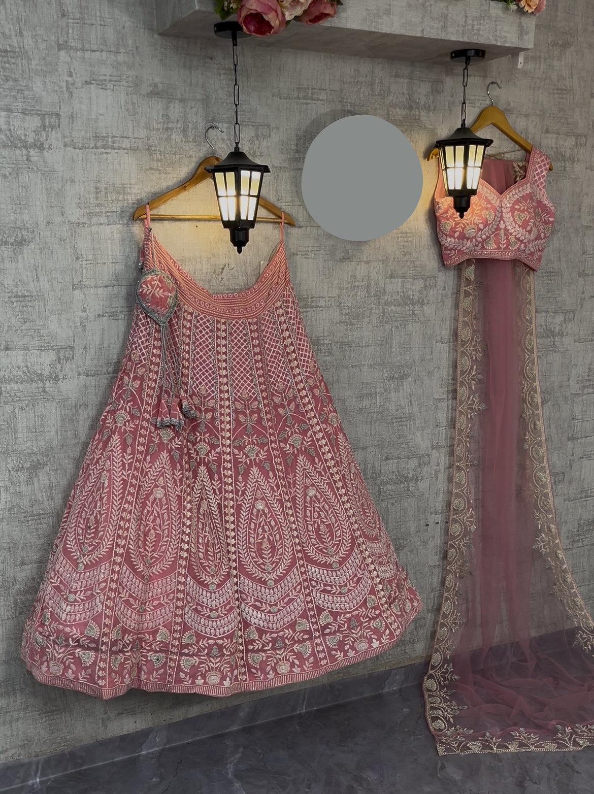 Faux Georgette Embroidered Lehenga Set with Dual Dupatta – Graceful Festive Wear