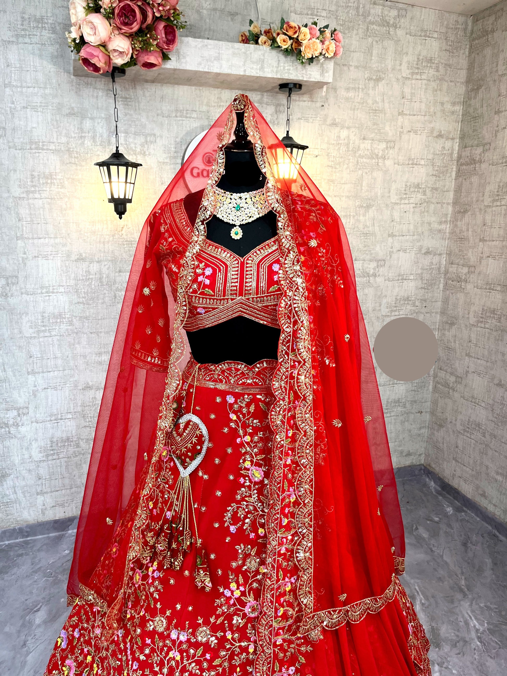 Faux Georgette Embroidered Lehenga Set with Dual Dupatta – Semi-Stitched for party wear