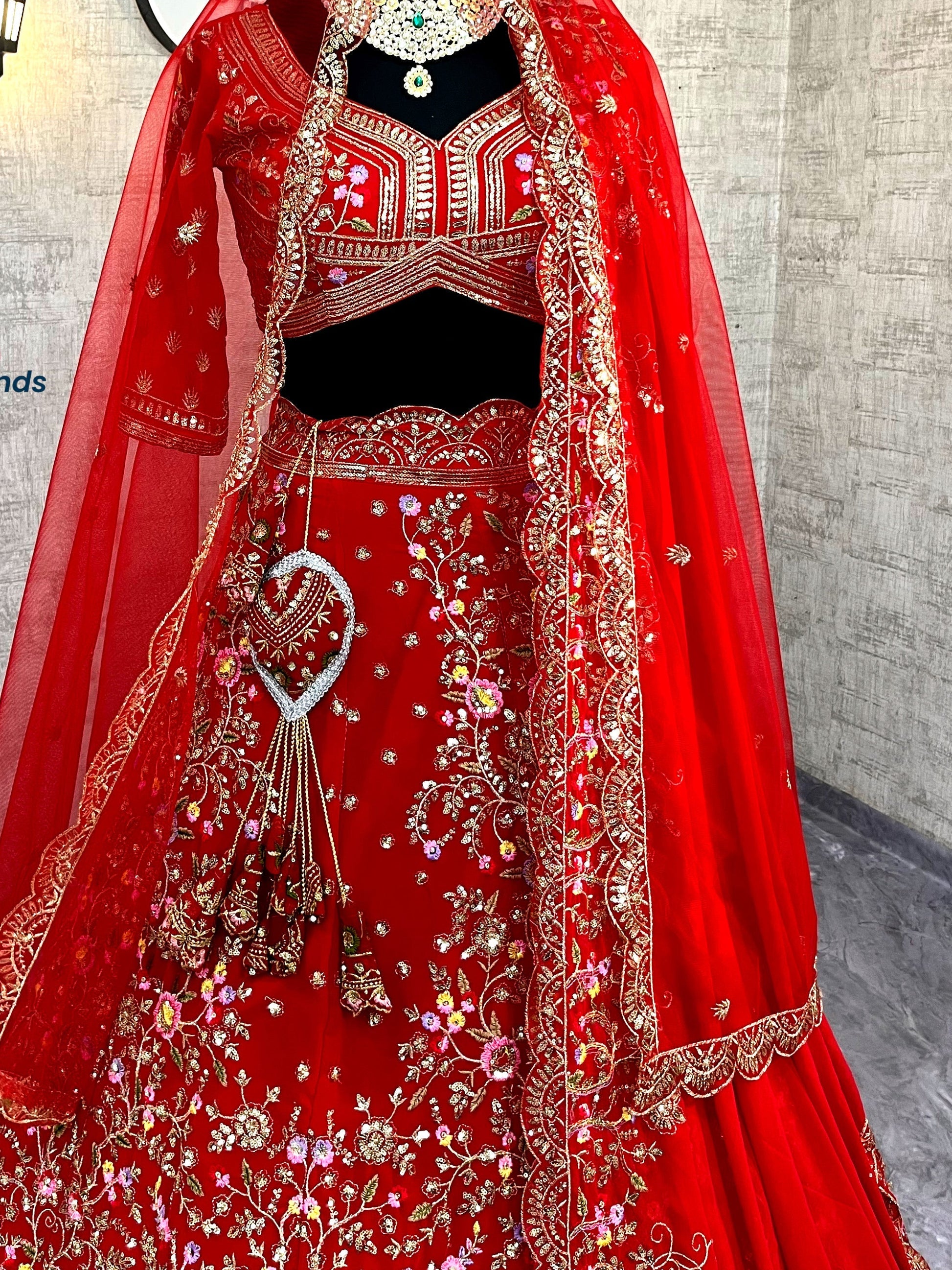 Faux Georgette Embroidered Lehenga Set with Dual Dupatta – Semi-Stitched for party wear