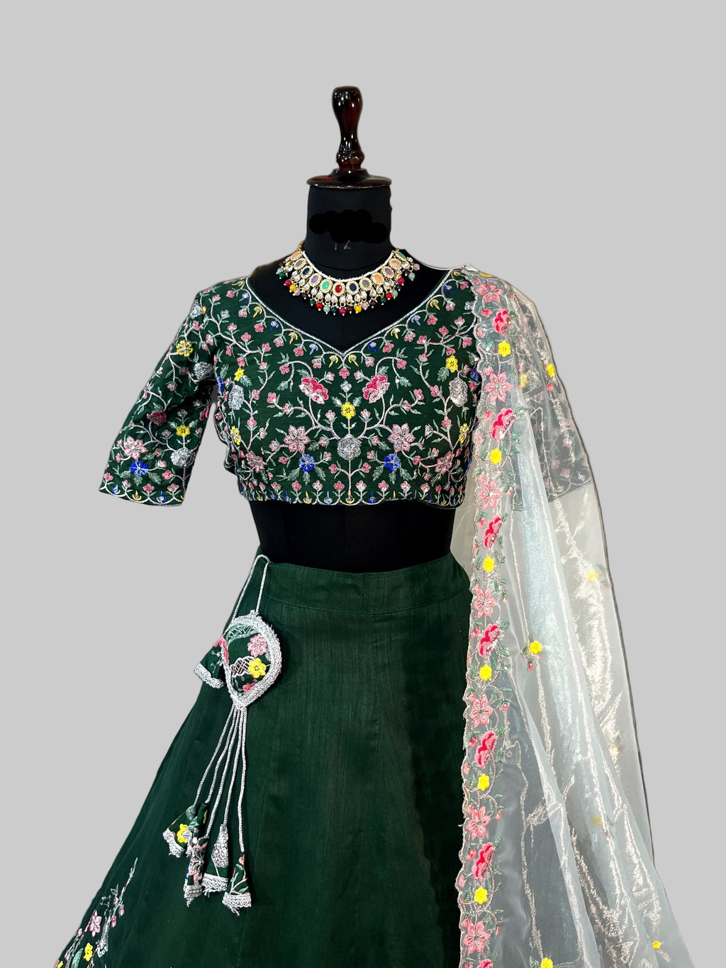 Satin Silk Lehenga with Embroidery Sequins Work – Semi-Stitched Set