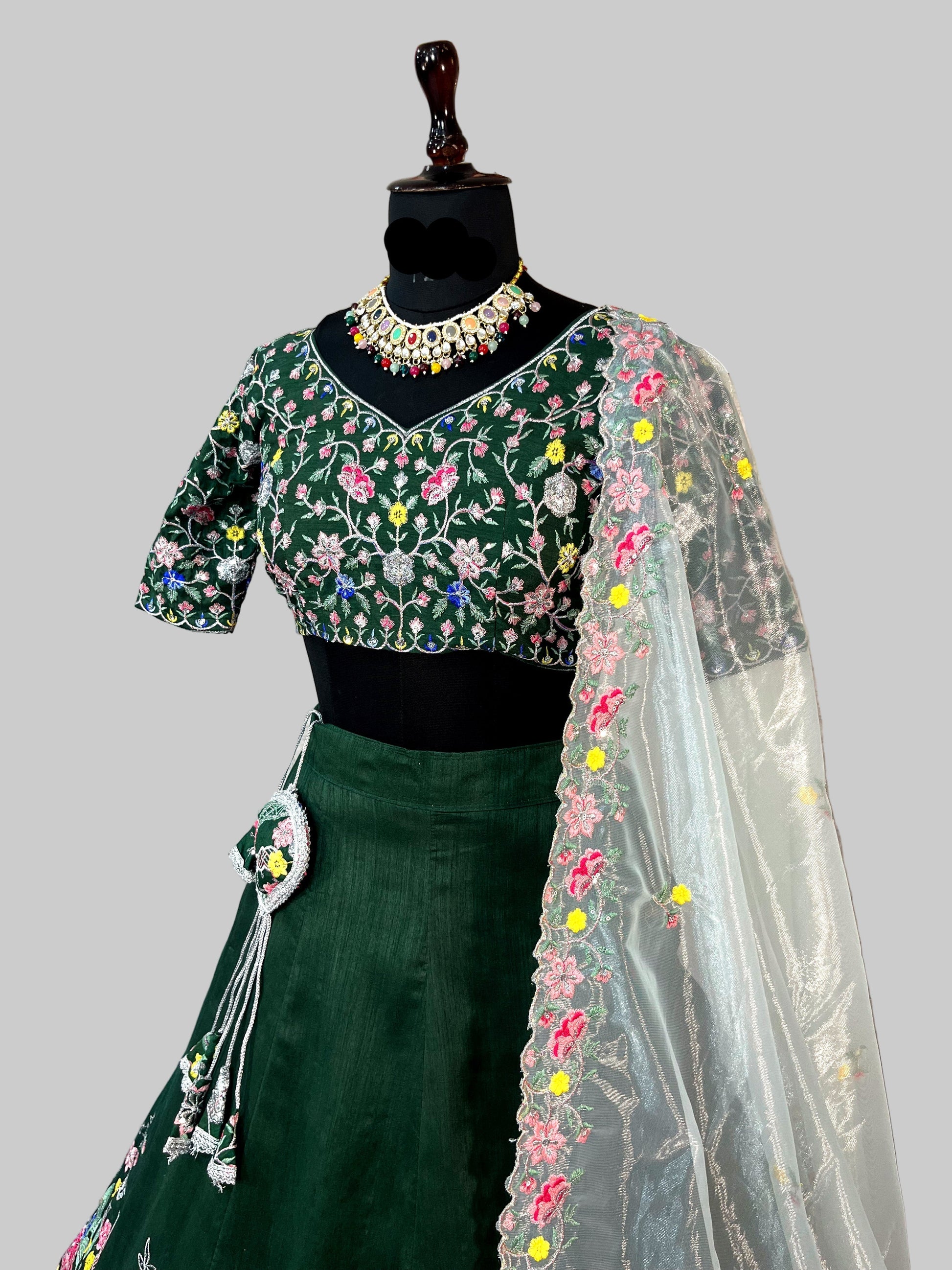 Satin Silk Lehenga with Embroidery Sequins Work – Semi-Stitched Set