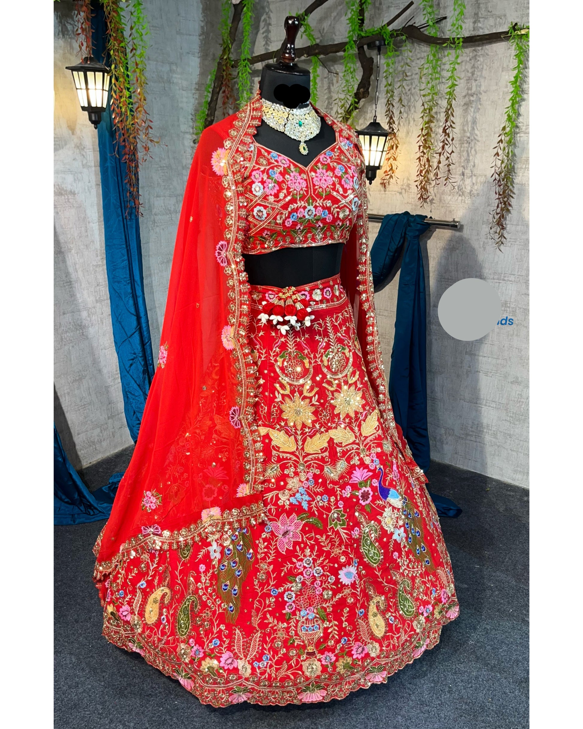 Red  Premium Faux Georgette  Lehenga with  Designer Blouse – Perfect for Weddings & Festive Glamour