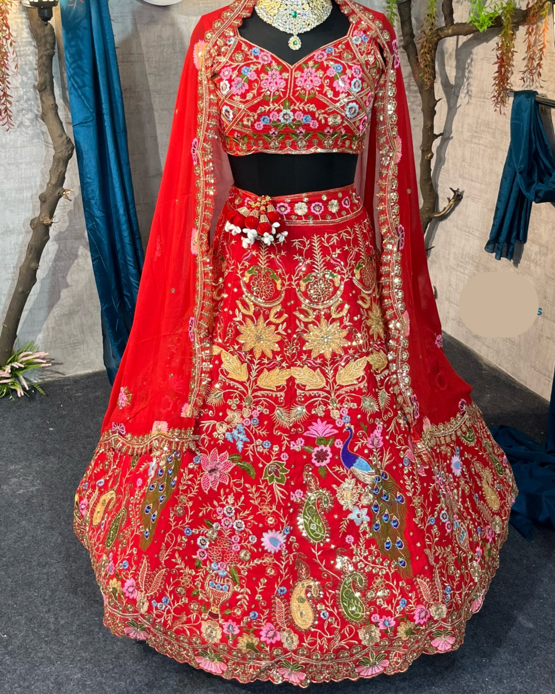 Red  Premium Faux Georgette  Lehenga with  Designer Blouse – Perfect for Weddings & Festive Glamour