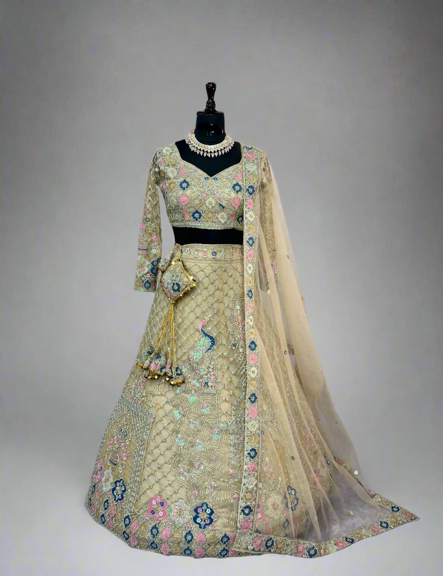 Designer Embroidered Lehenga Set with Sequins & Dupatta – Perfect for Weddings & Parties