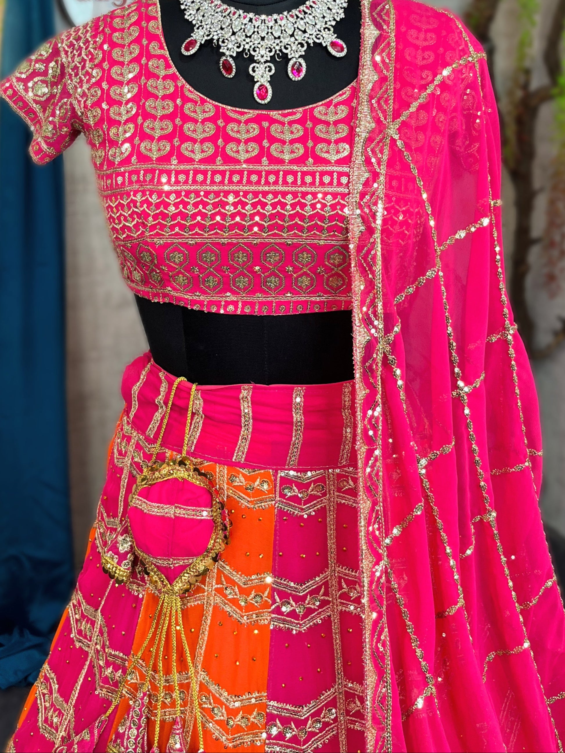Embroidered Stone & Sequins Fox Georgette Lehenga Set – Elegant Partywear