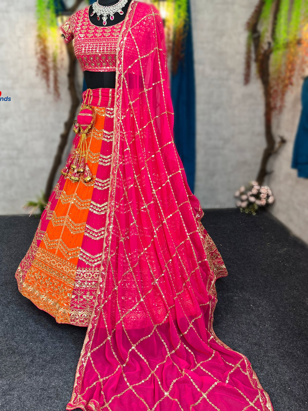 Embroidered Stone & Sequins Fox Georgette Lehenga Set – Elegant Partywear