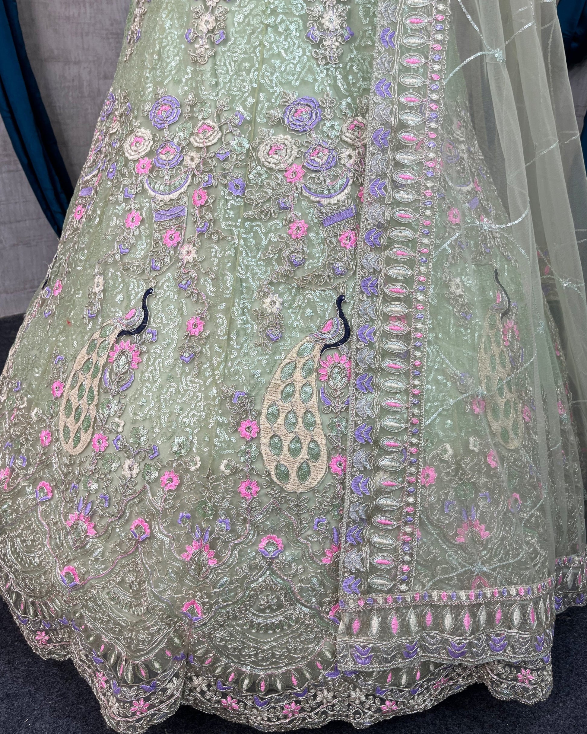 Sea Green colour Coding Sequins work and designer blouse perfect fit for you