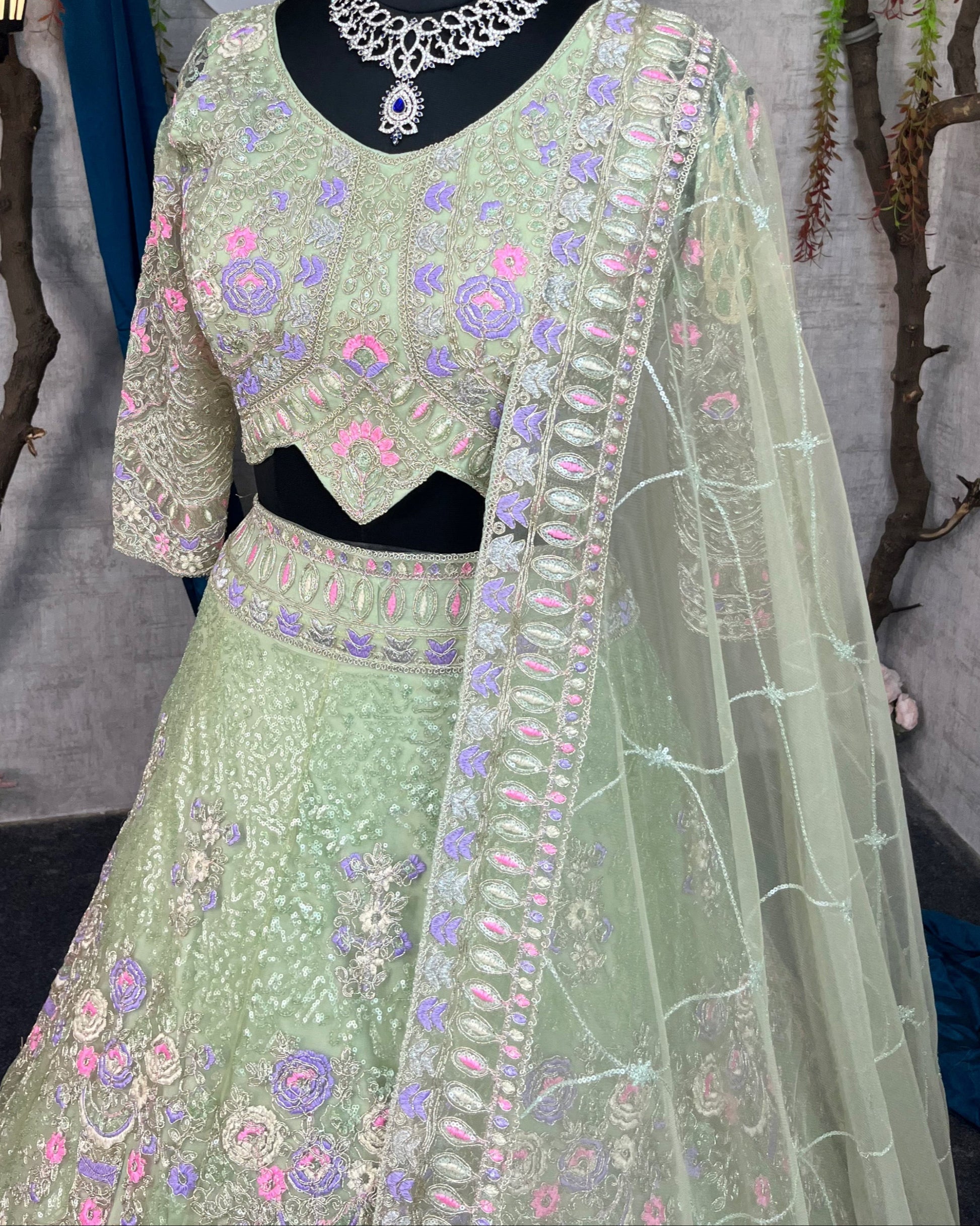 Sea Green colour Coding Sequins work and designer blouse perfect fit for you