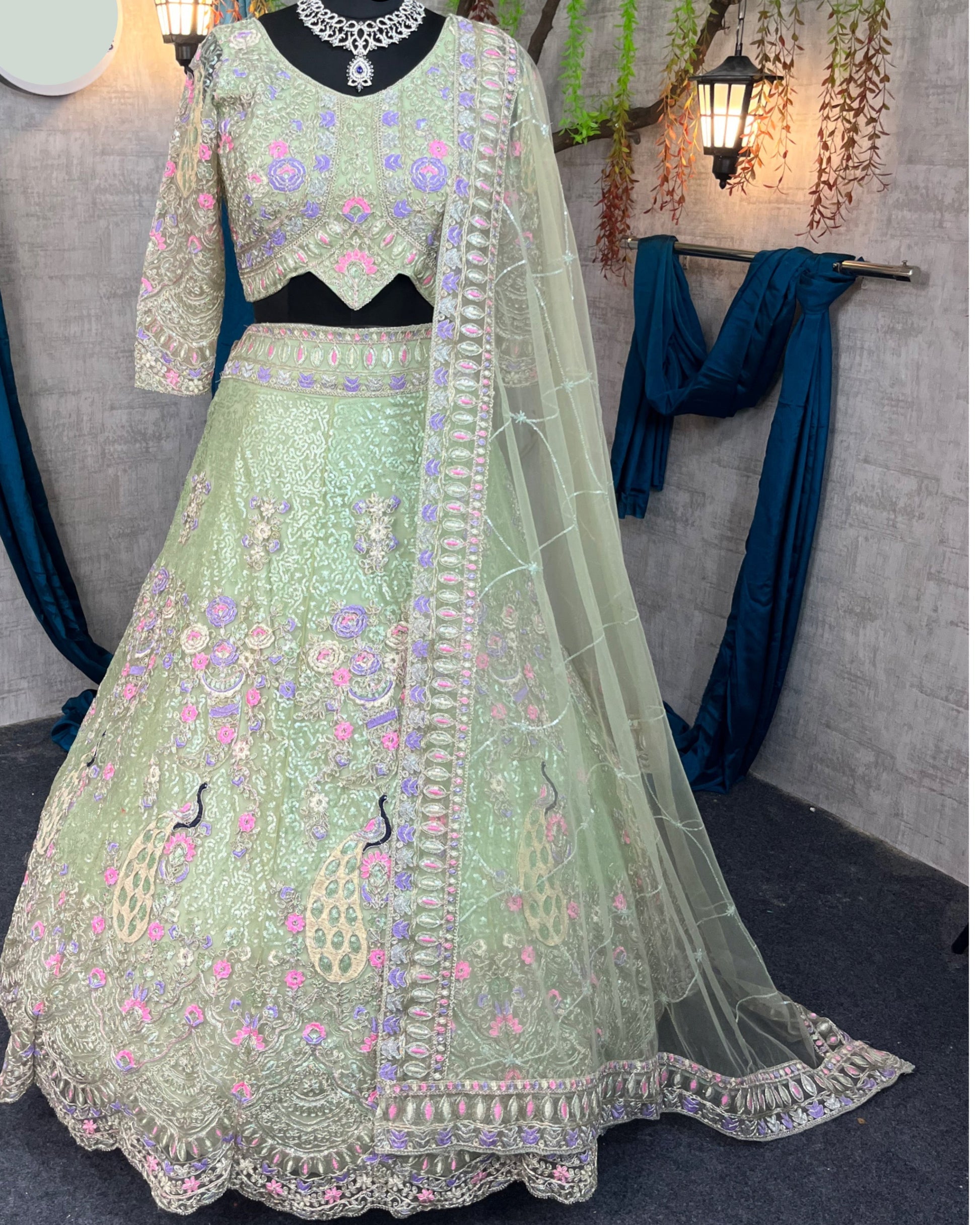 Sea Green colour Coding Sequins work and designer blouse perfect fit for you