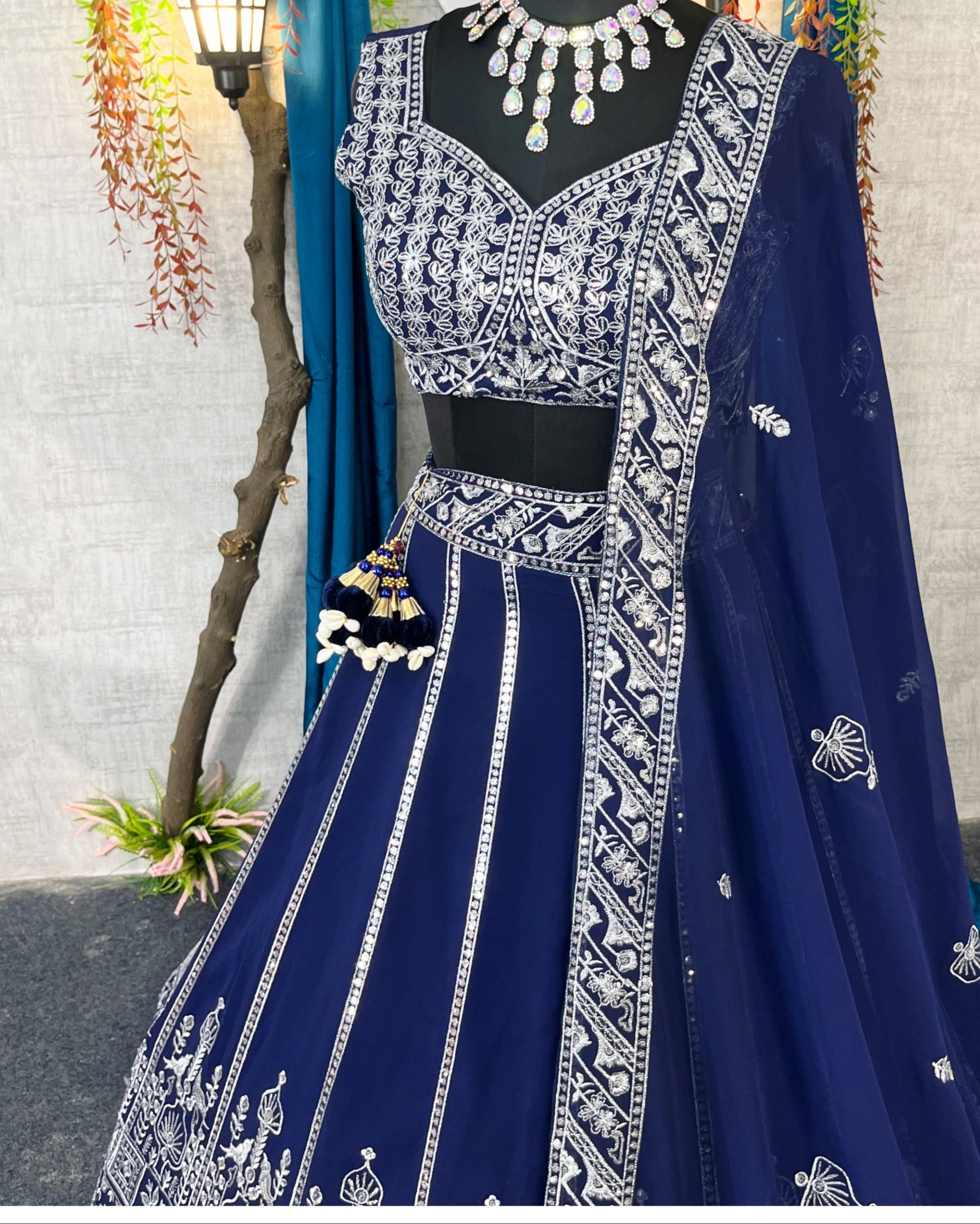 Blue Lehenga with designer blouse perfect fit for festival