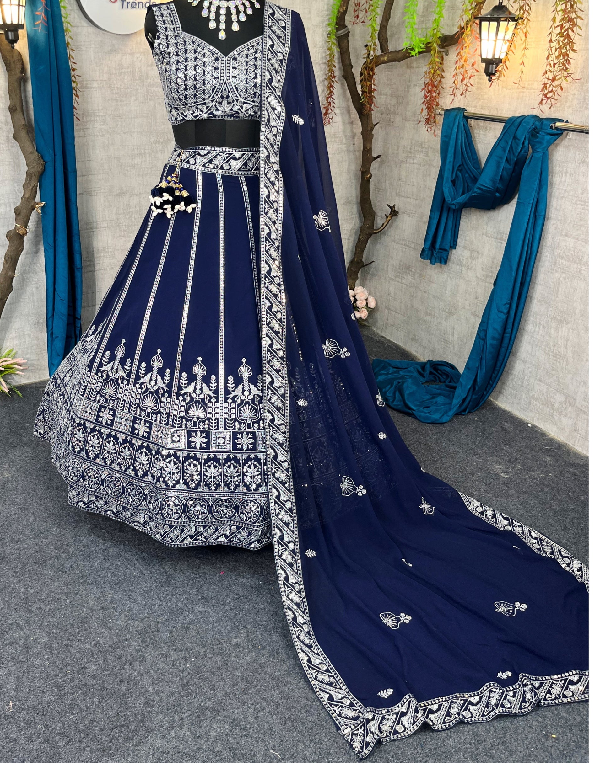 Blue Lehenga with designer blouse perfect fit for festival