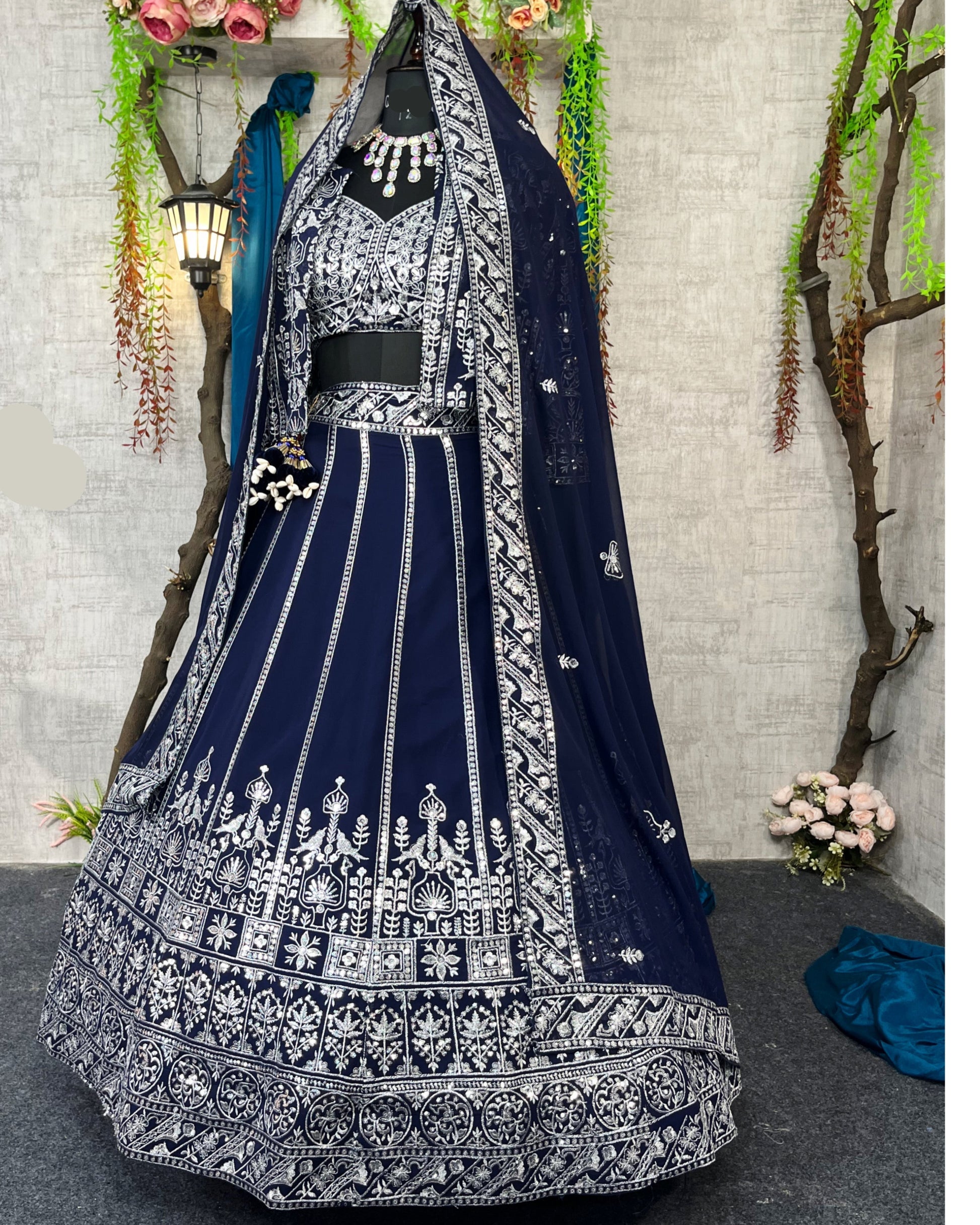 Blue Lehenga with designer blouse perfect fit for festival