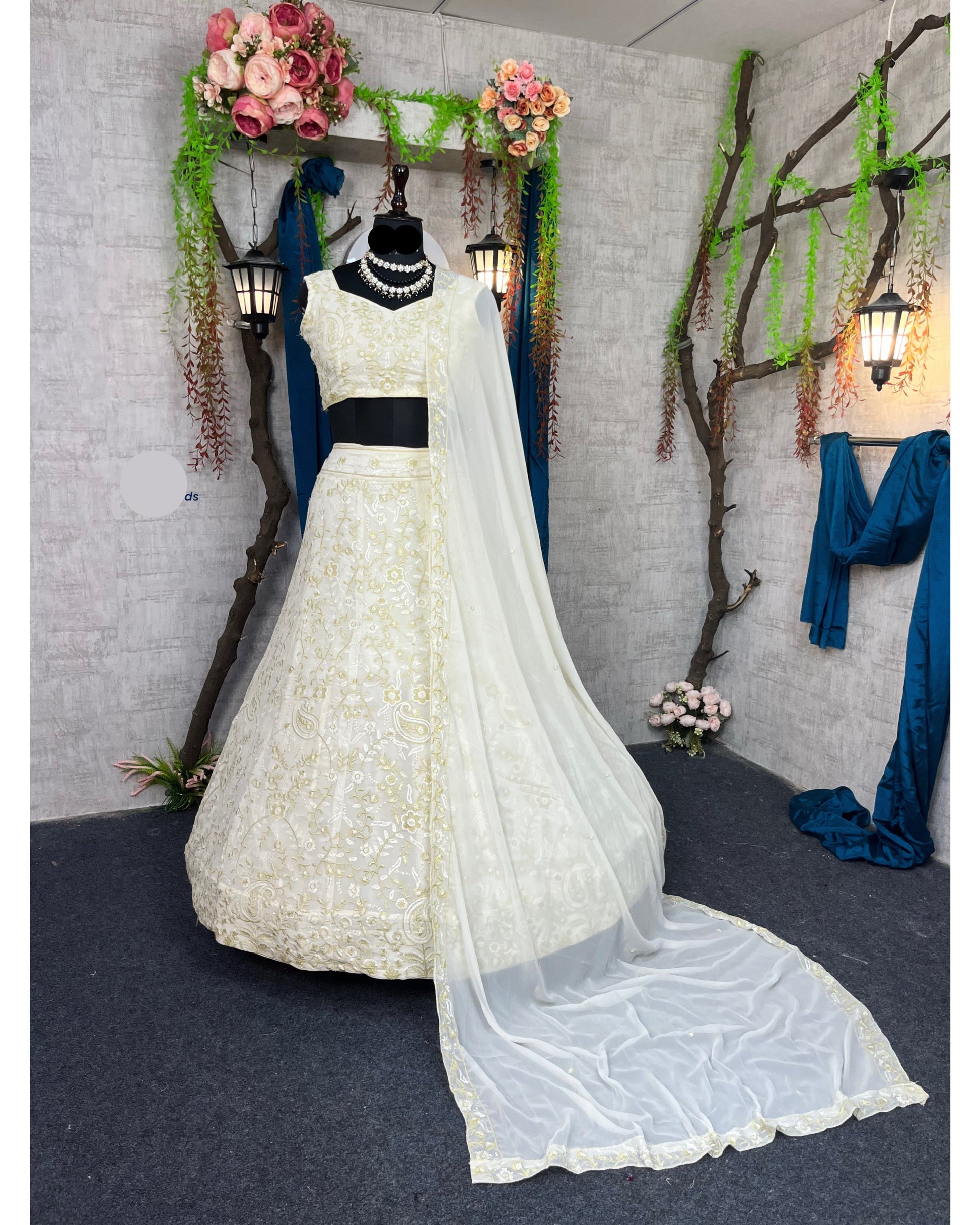 Luxurious Faux Georgette Lehenga with Sequins Embroidery & Dupatta – Perfect for Weddings & Party Wear