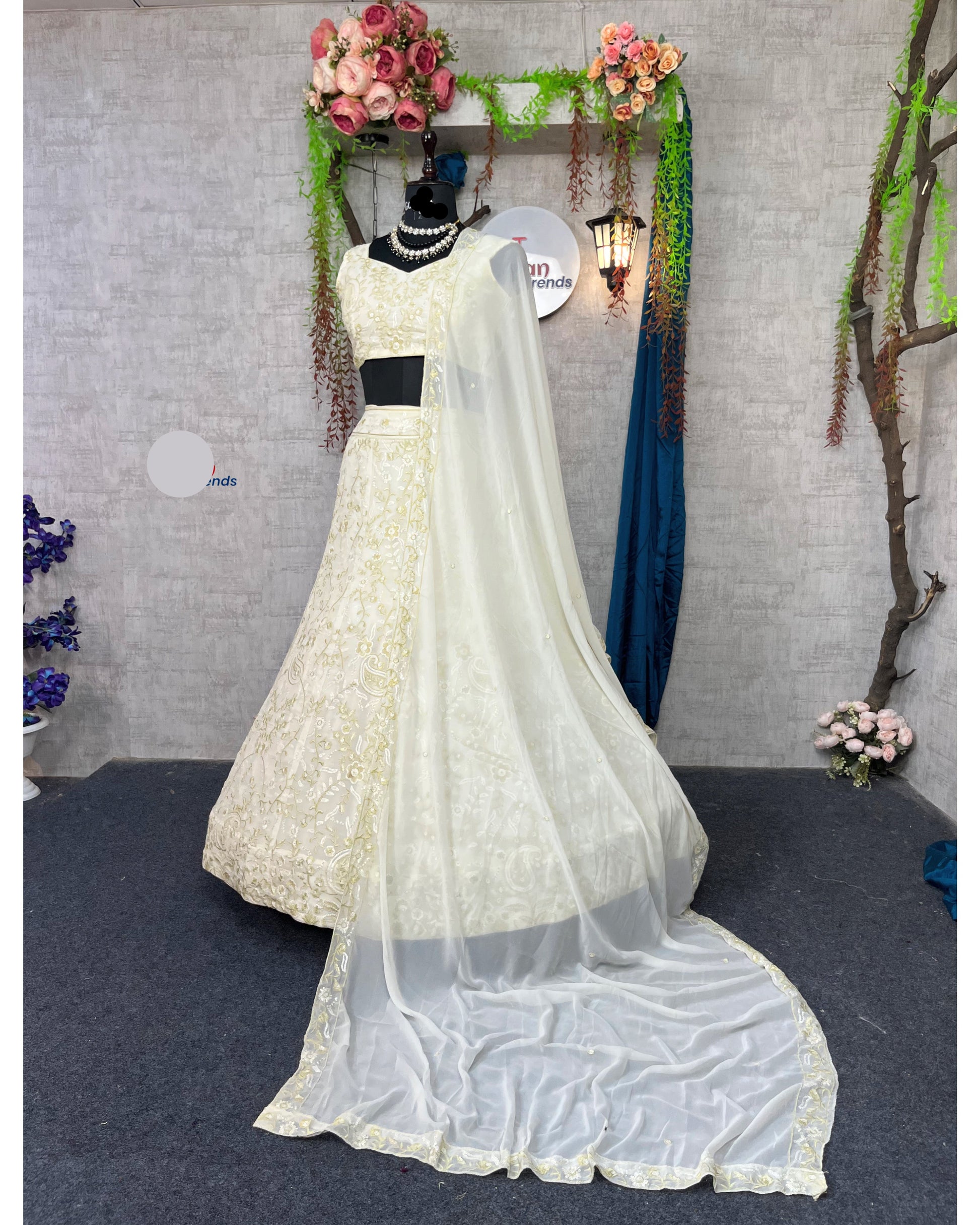 Luxurious Faux Georgette Lehenga with Sequins Embroidery & Dupatta – Perfect for Weddings & Party Wear